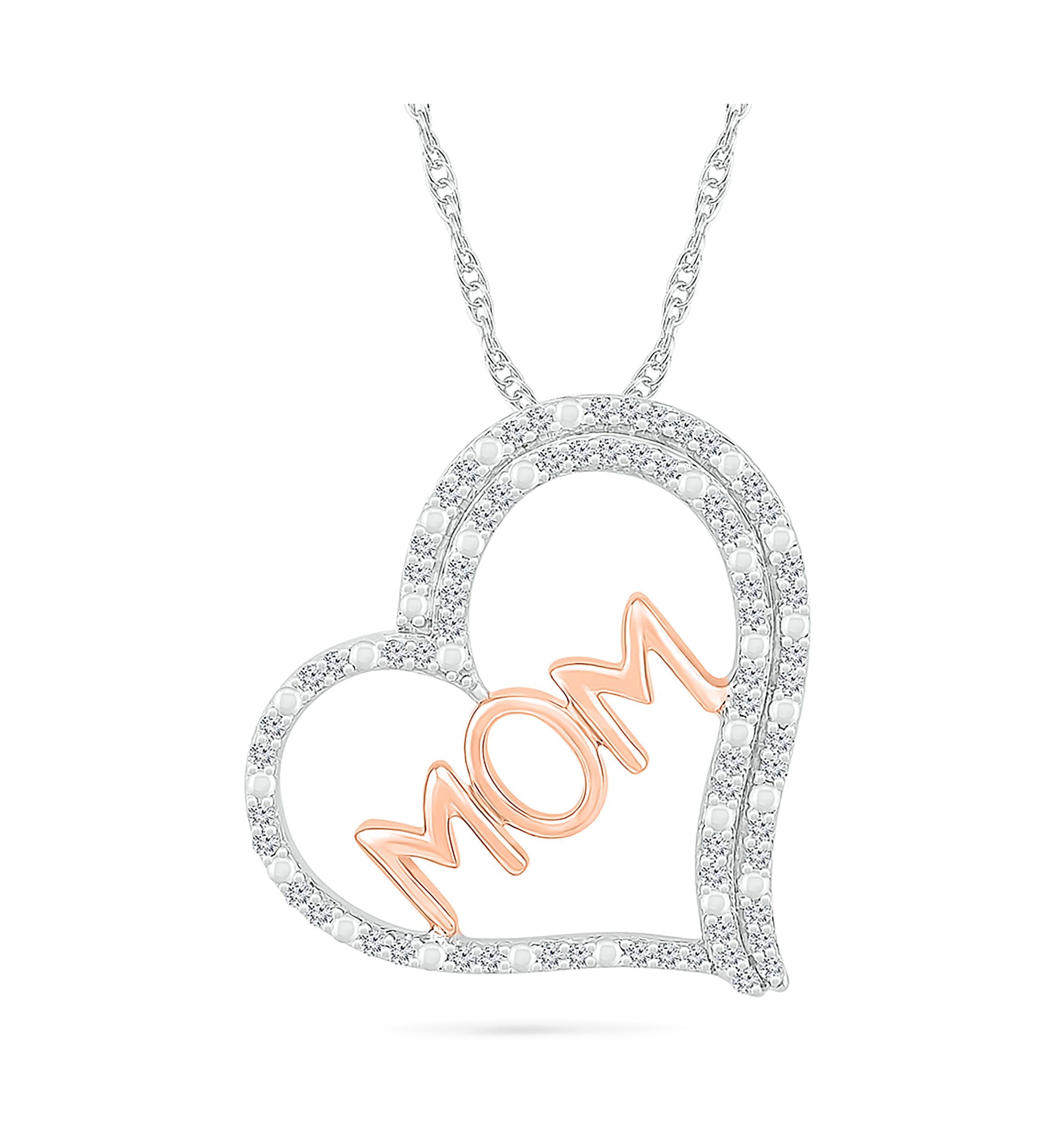 1/5 ct. t.w. Diamond Heart Pendant in Sterling Silver & 10K Rose Gold