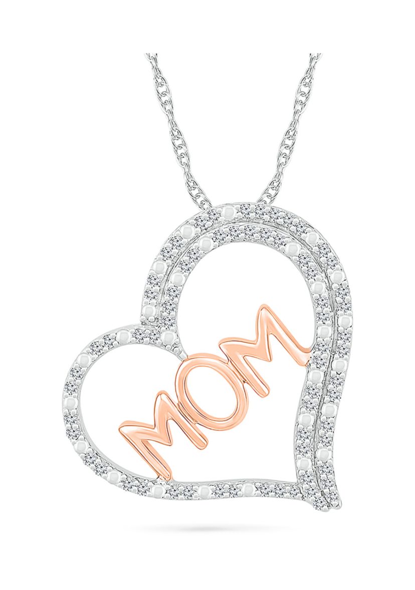1/5 ct. t.w. Diamond Heart Pendant in Sterling Silver & 10K Rose Gold