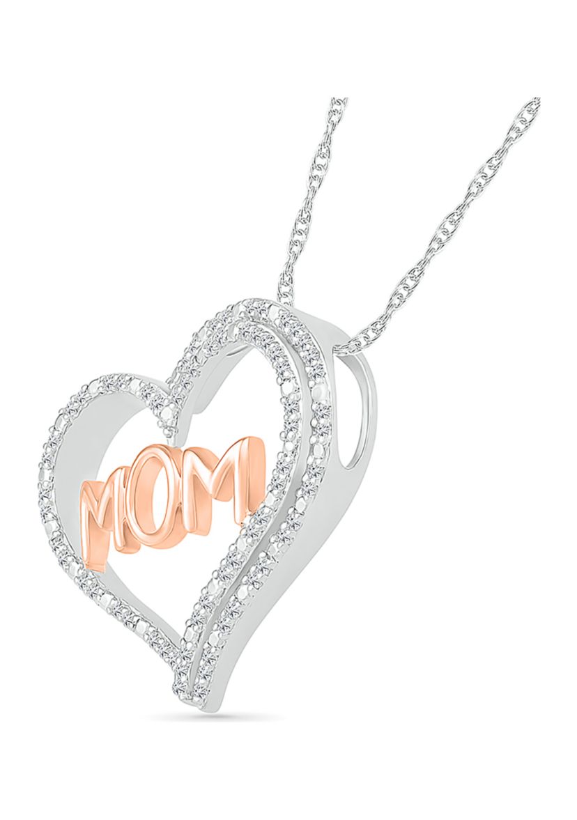 1/5 ct. t.w. Diamond Heart Pendant in Sterling Silver & 10K Rose Gold