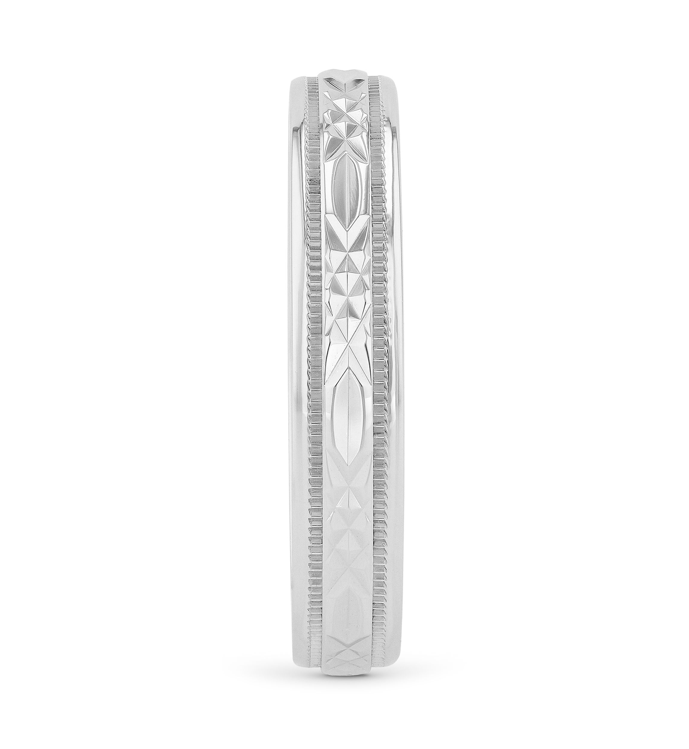 Prism-Cut Milgrain 4 Millimeter Wedding Band in .925 Sterling Silver