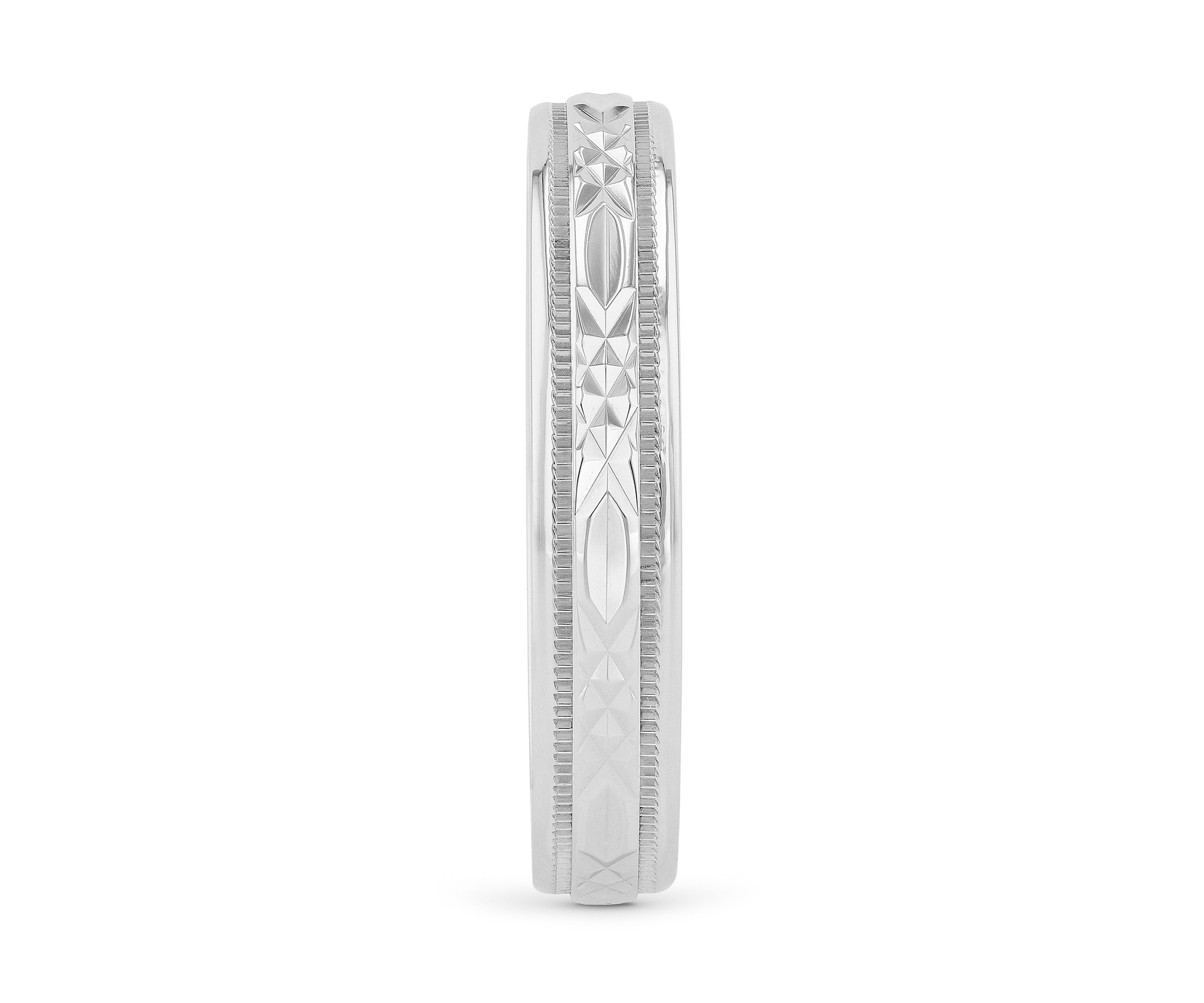 Prism-Cut Milgrain 4 Millimeter Wedding Band in .925 Sterling Silver