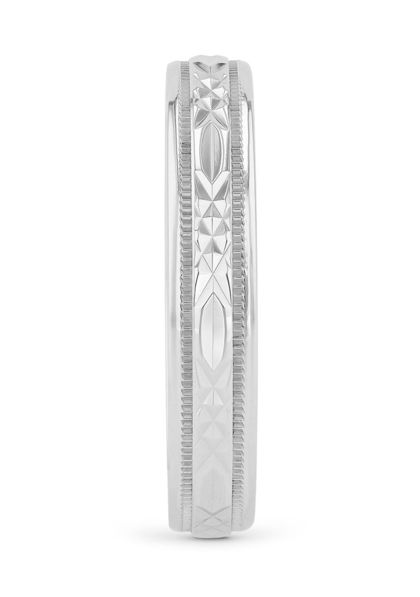 Prism-Cut Milgrain 4 Millimeter Wedding Band in .925 Sterling Silver