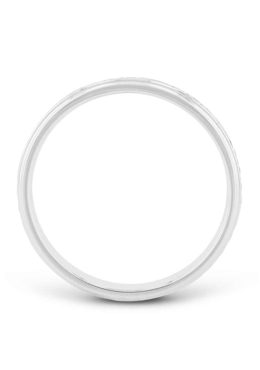 Prism-Cut Milgrain 4 Millimeter Wedding Band in .925 Sterling Silver