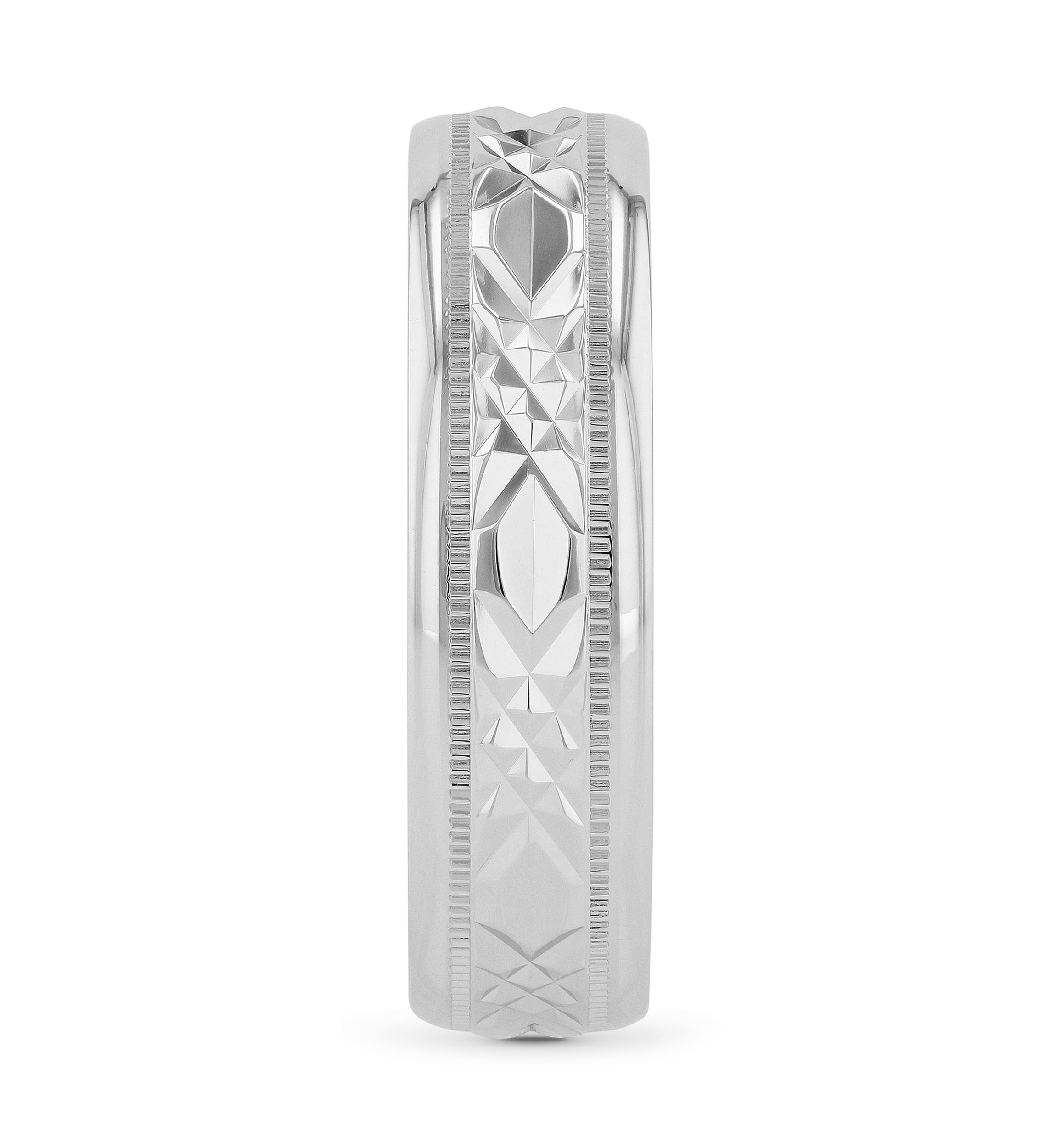Prism-Cut Milgrain 6 Millimeter Wedding Band in .925 Sterling Silver