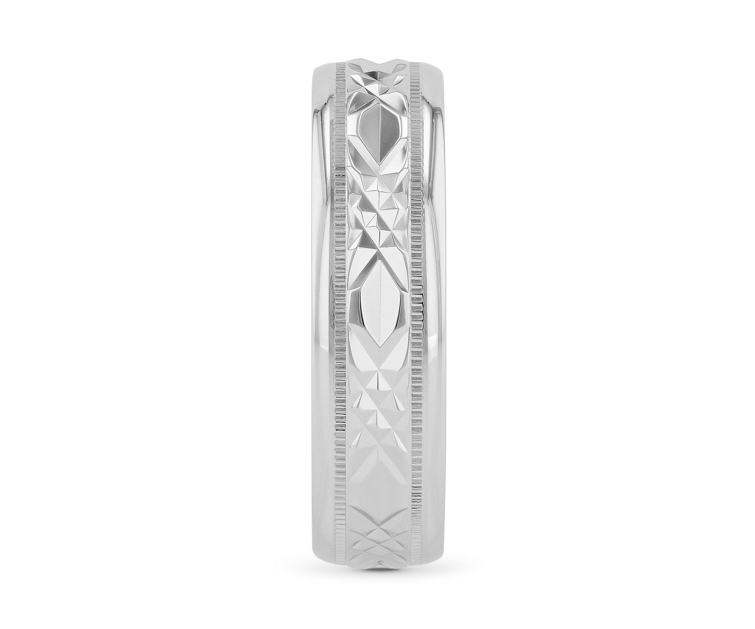 Prism-Cut Milgrain 6 Millimeter Wedding Band in .925 Sterling Silver