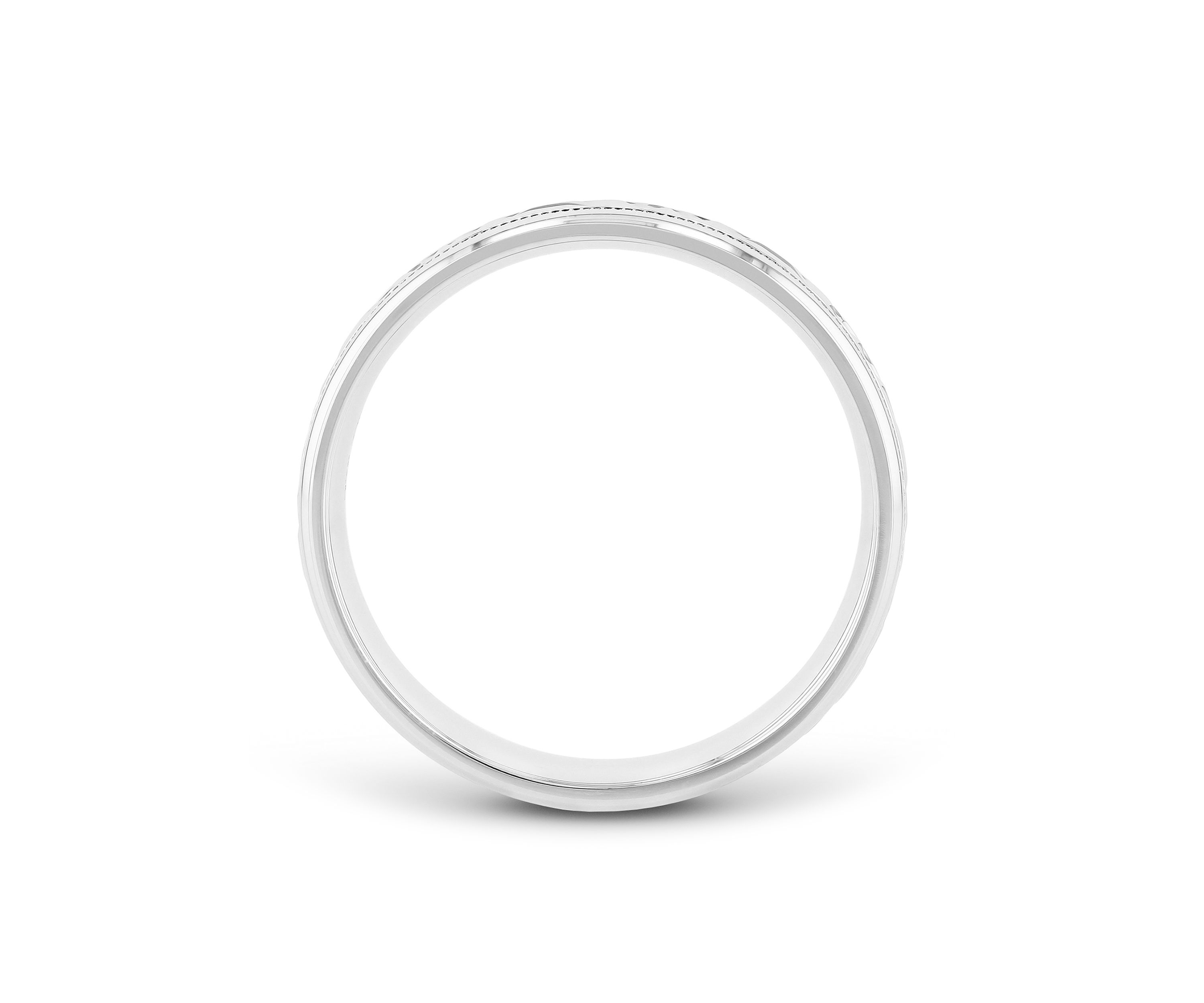 Prism-Cut Milgrain 6 Millimeter Wedding Band in .925 Sterling Silver