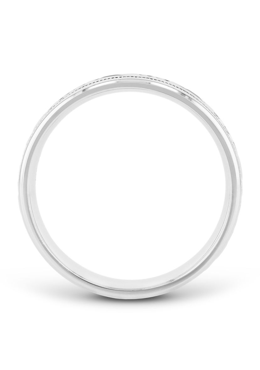 Prism-Cut Milgrain 6 Millimeter Wedding Band in .925 Sterling Silver