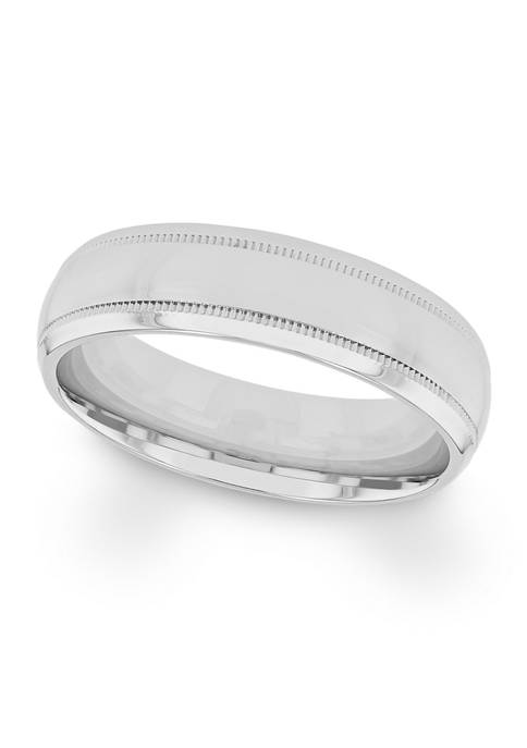 Polished Milgrain 6 Millimeter Wedding Band in .925 Sterling Silver