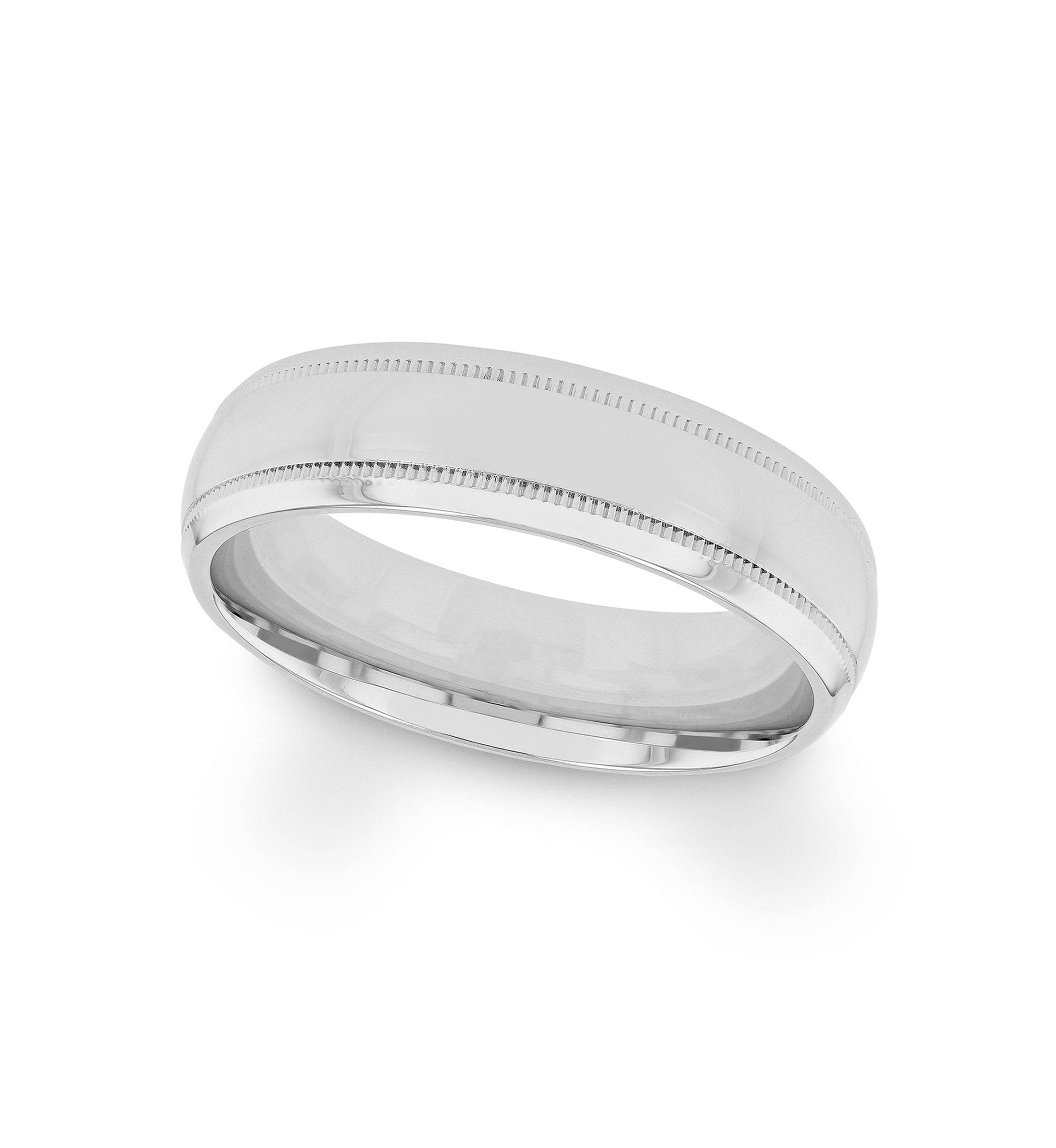 Polished Milgrain 6 Millimeter Wedding Band in .925 Sterling Silver