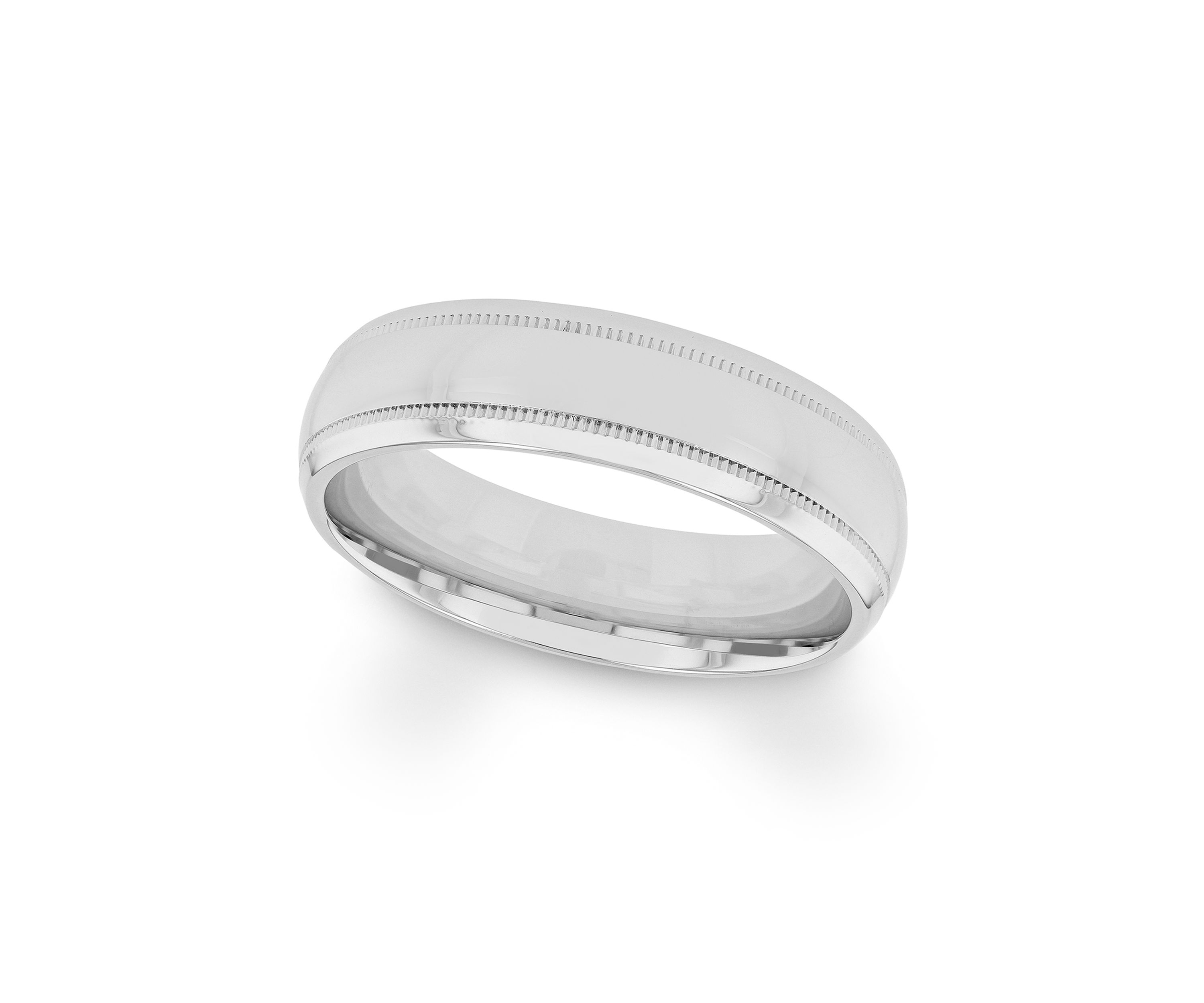 Polished Milgrain 6 Millimeter Wedding Band in .925 Sterling Silver