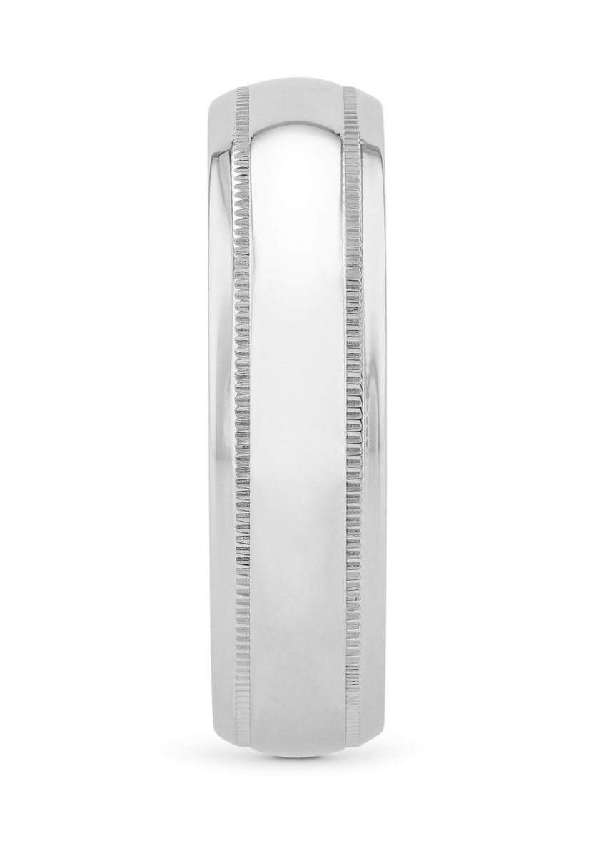 Polished Milgrain 6 Millimeter Wedding Band in .925 Sterling Silver