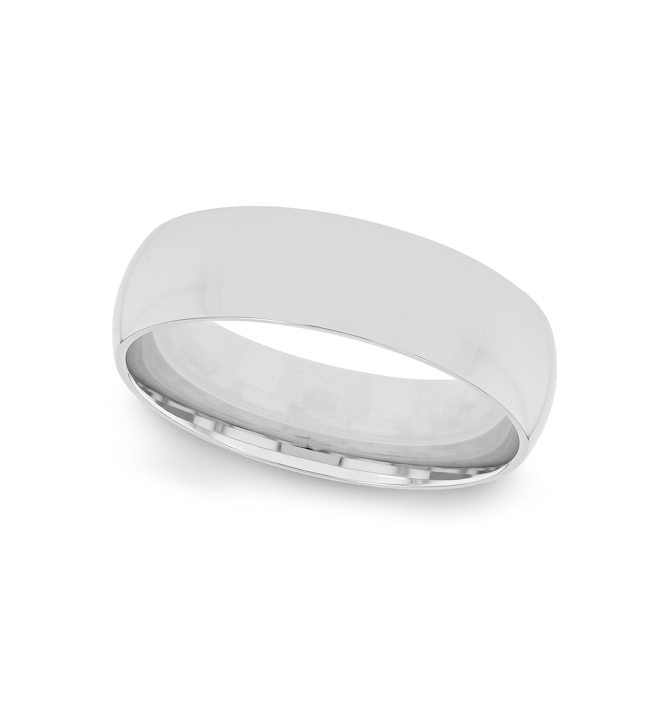 Plain Polished 6 Millimeter Wedding Band in .925 Sterling Silver