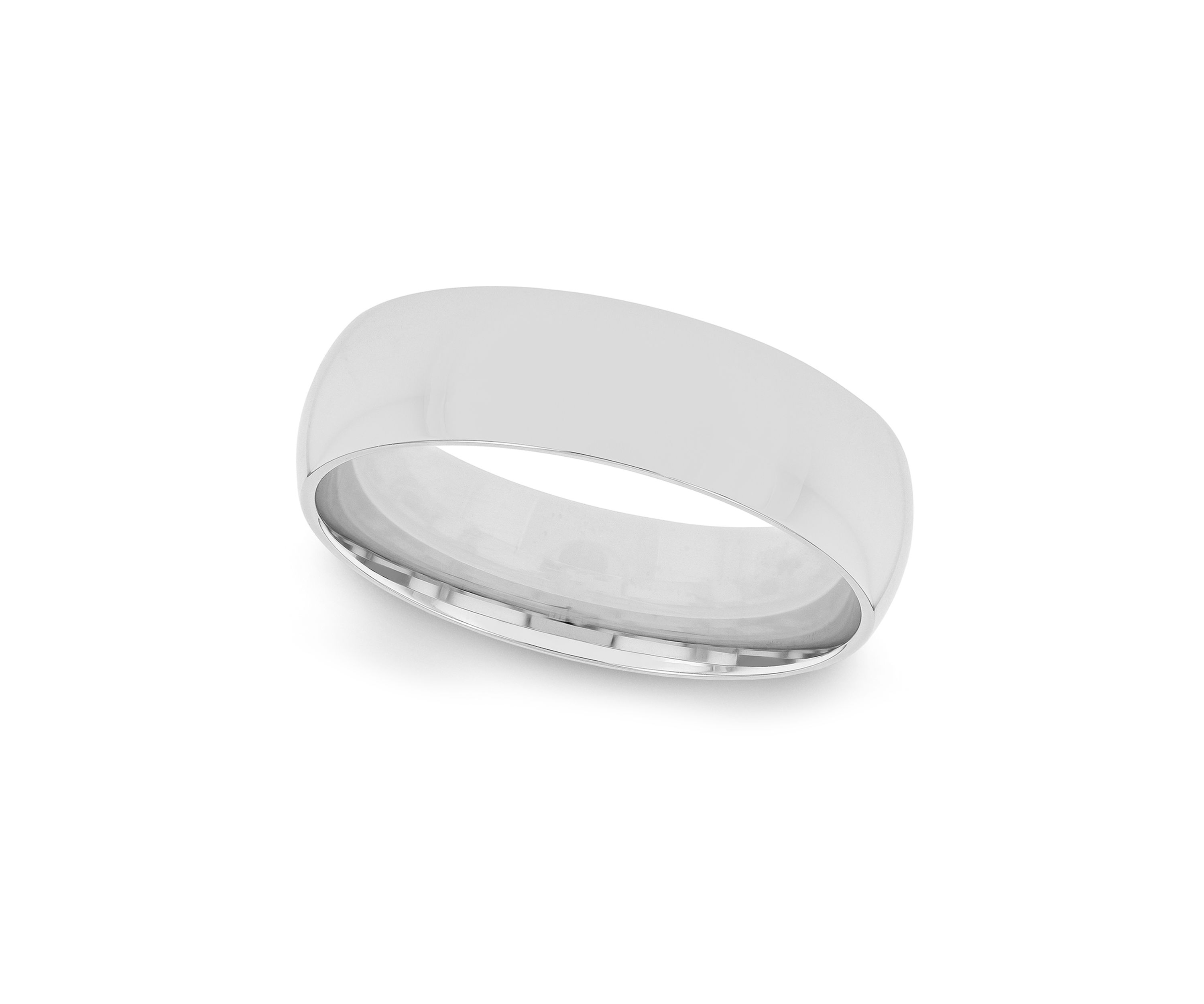 Plain Polished 6 Millimeter Wedding Band in .925 Sterling Silver
