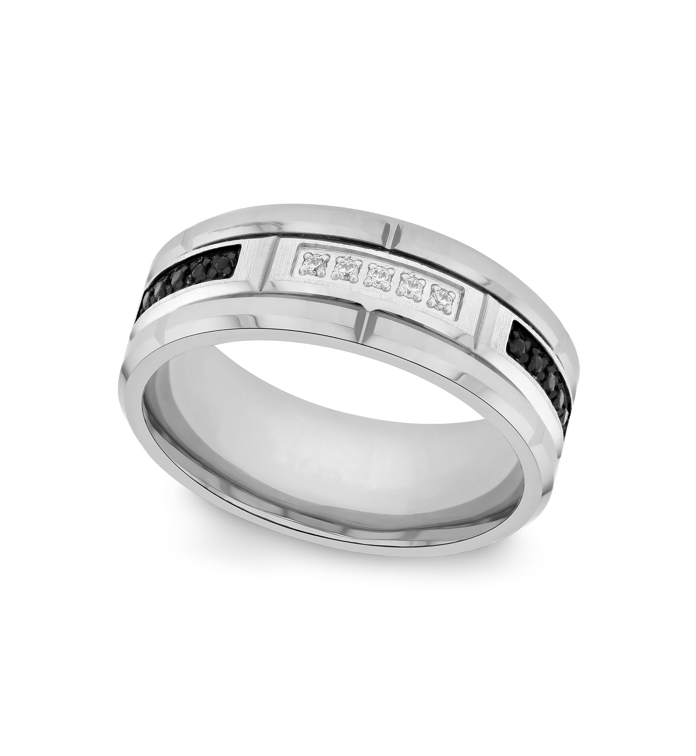 1/10 ct. t.w. Black and White Diamond Band in Tungsten
