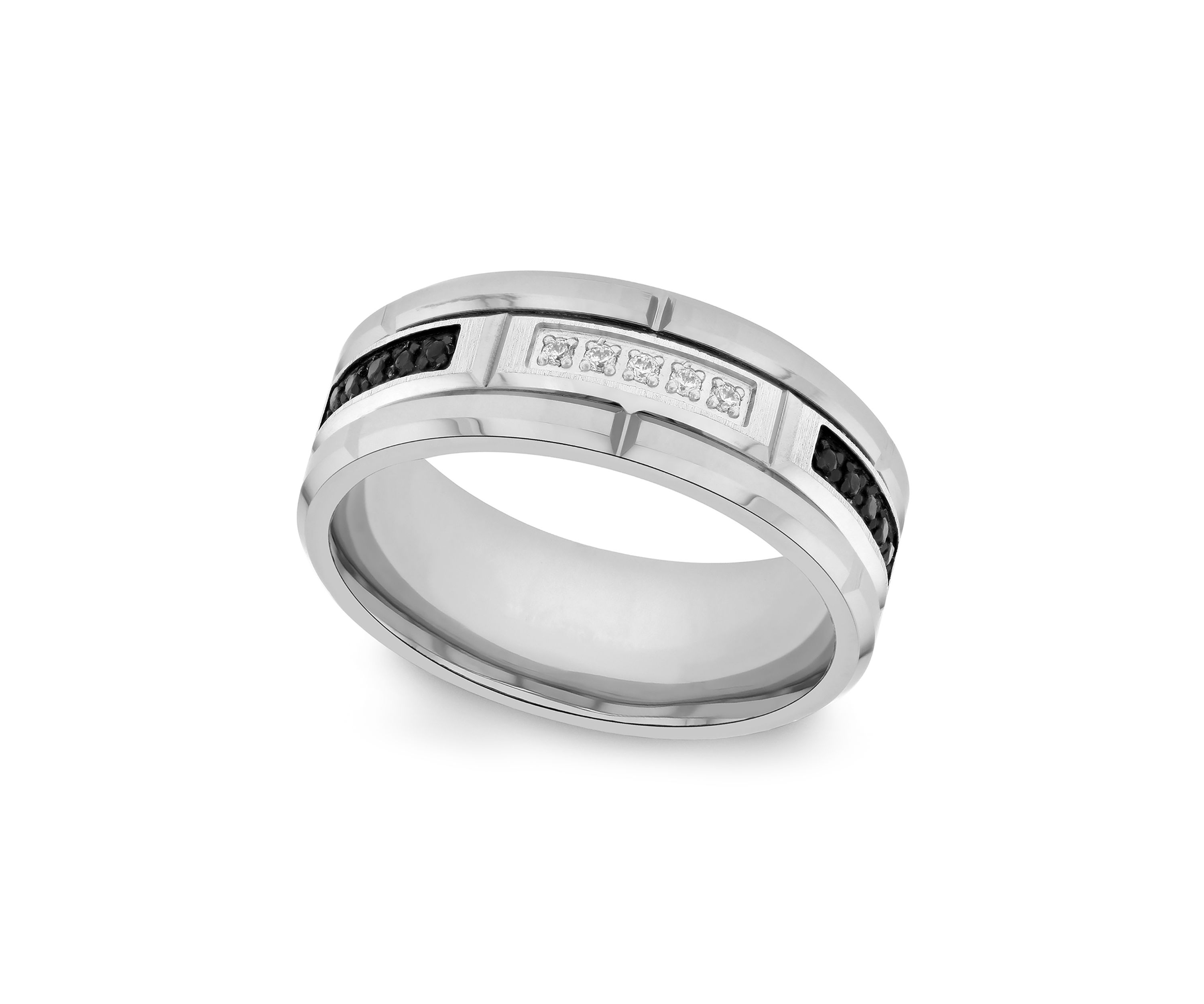 1/10 ct. t.w. Black and White Diamond Band in Tungsten
