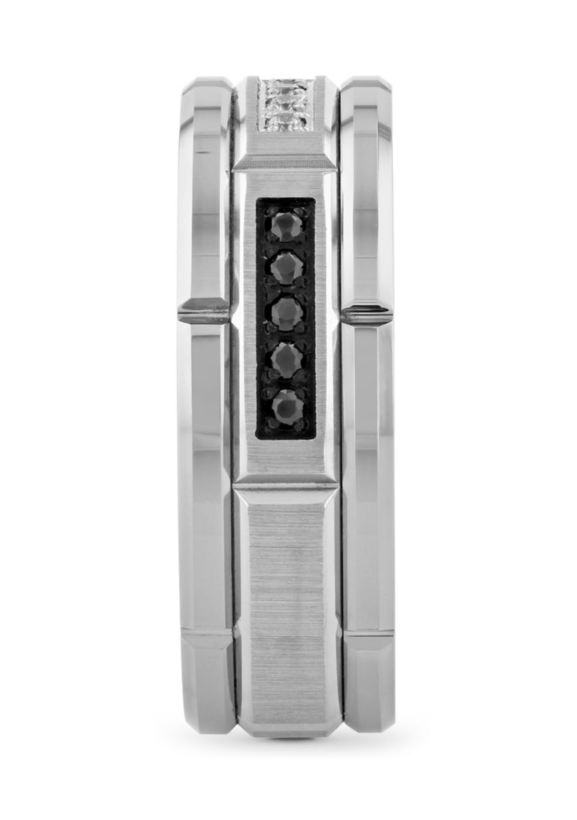 1/10 ct. t.w. Black and White Diamond Band in Tungsten