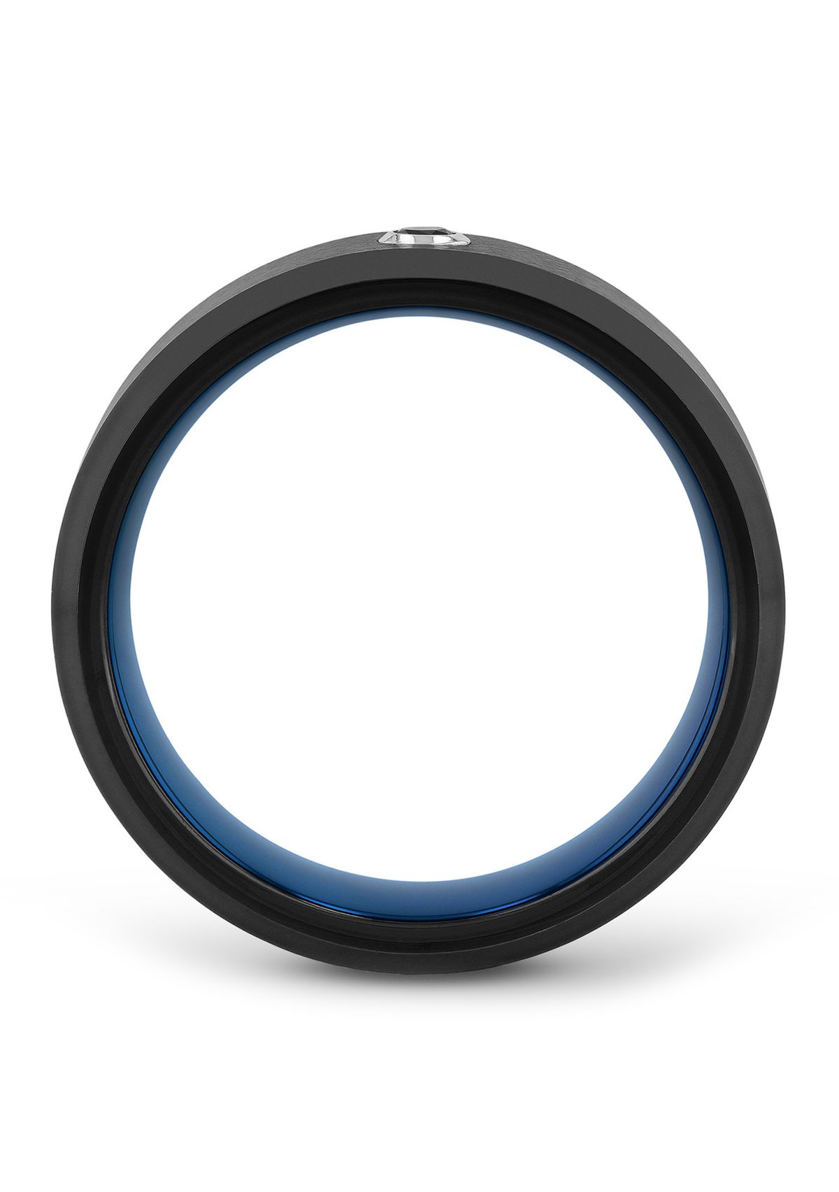 1/10 ct. t.w. Black Diamond Solitaire Band in Black and Blue Tungsten