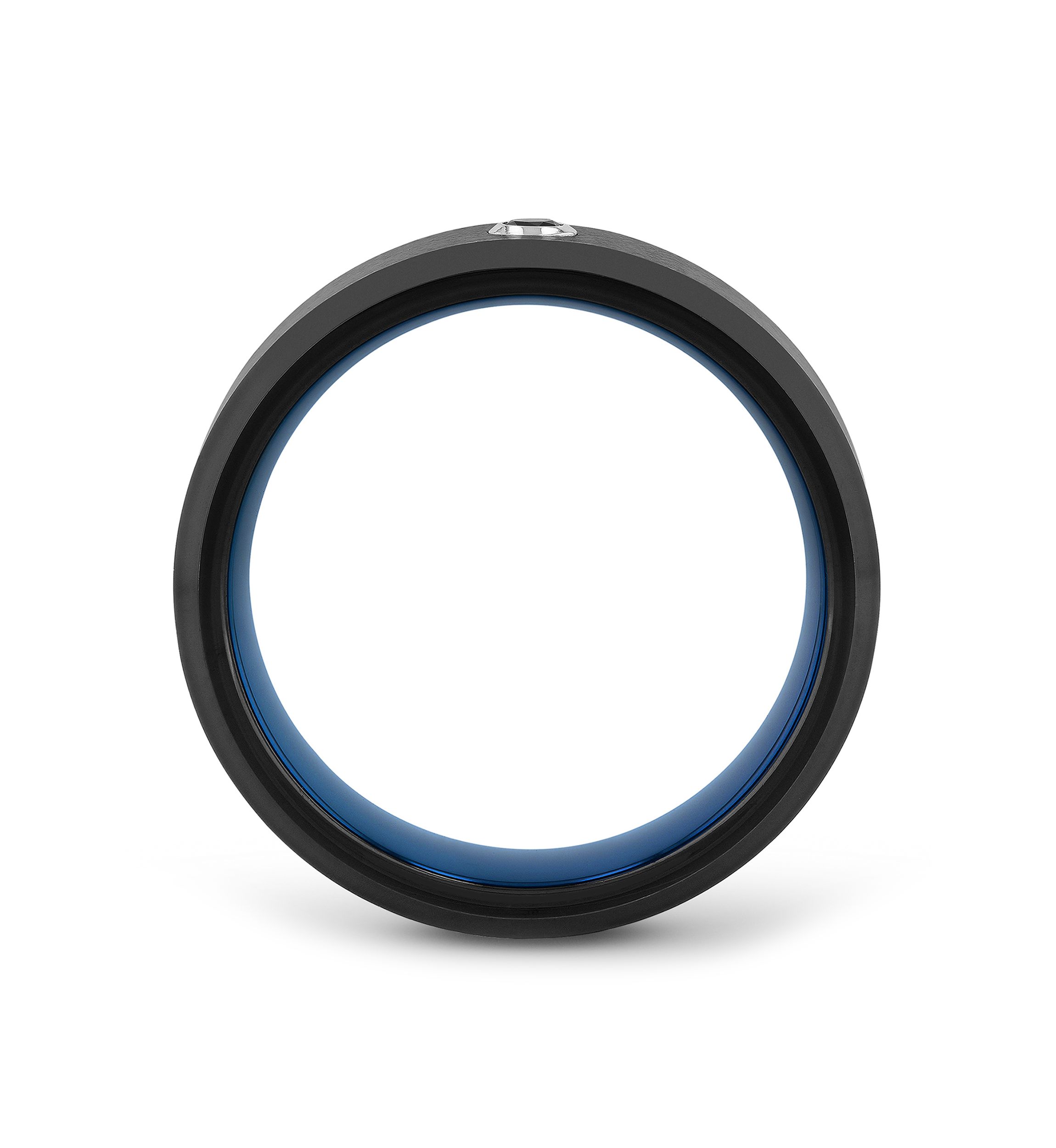 1/10 ct. t.w. Black Diamond Solitaire Band in Black and Blue Tungsten