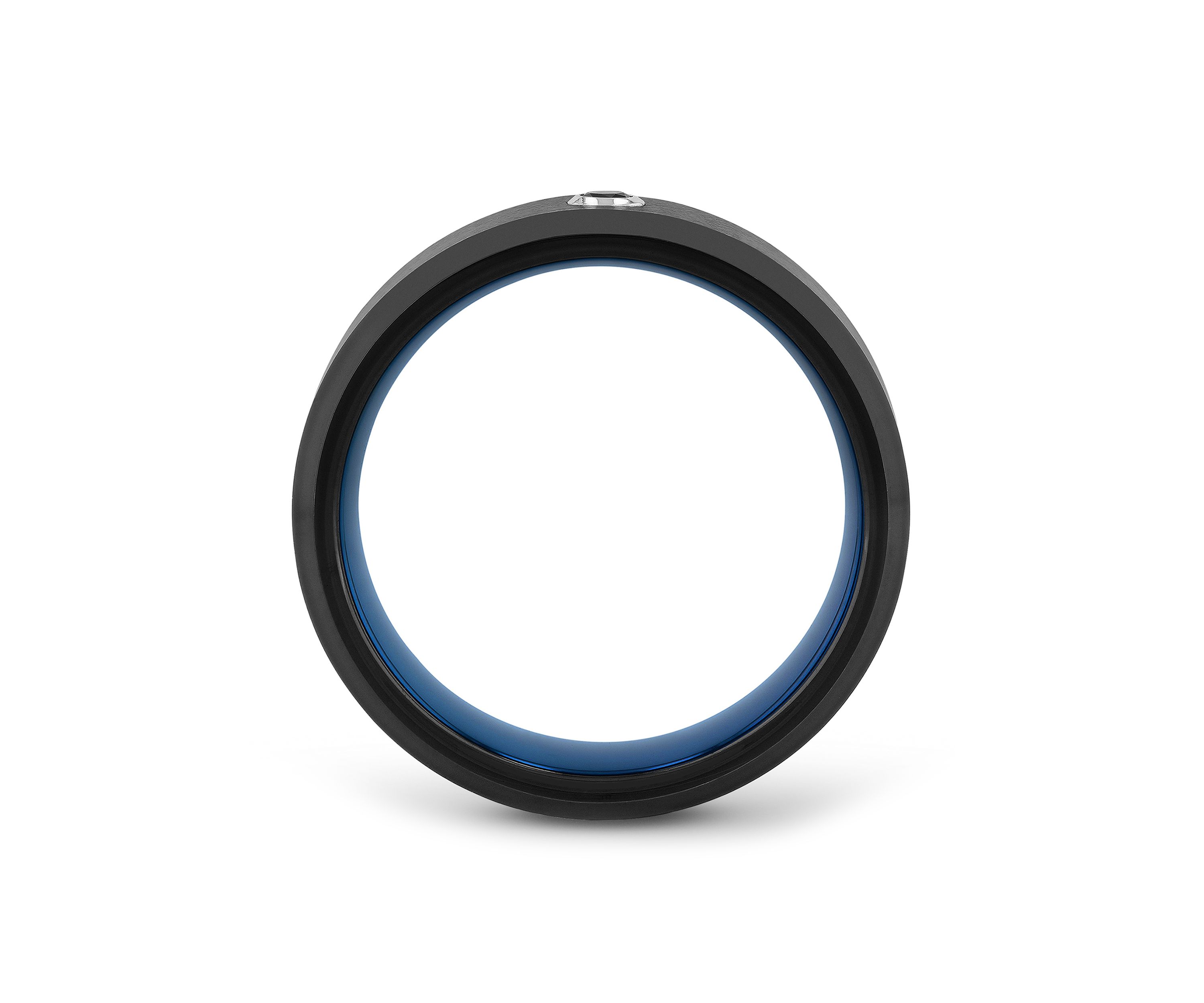 1/10 ct. t.w. Black Diamond Solitaire Band in Black and Blue Tungsten