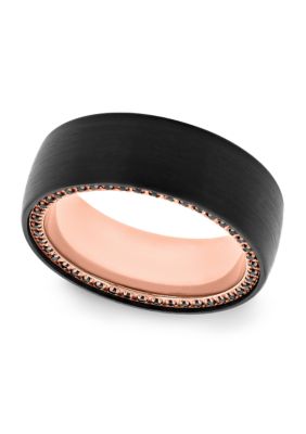 Belk & Co Men's Black Sapphire Band in Black and Rose-Tone Tungsten, 10