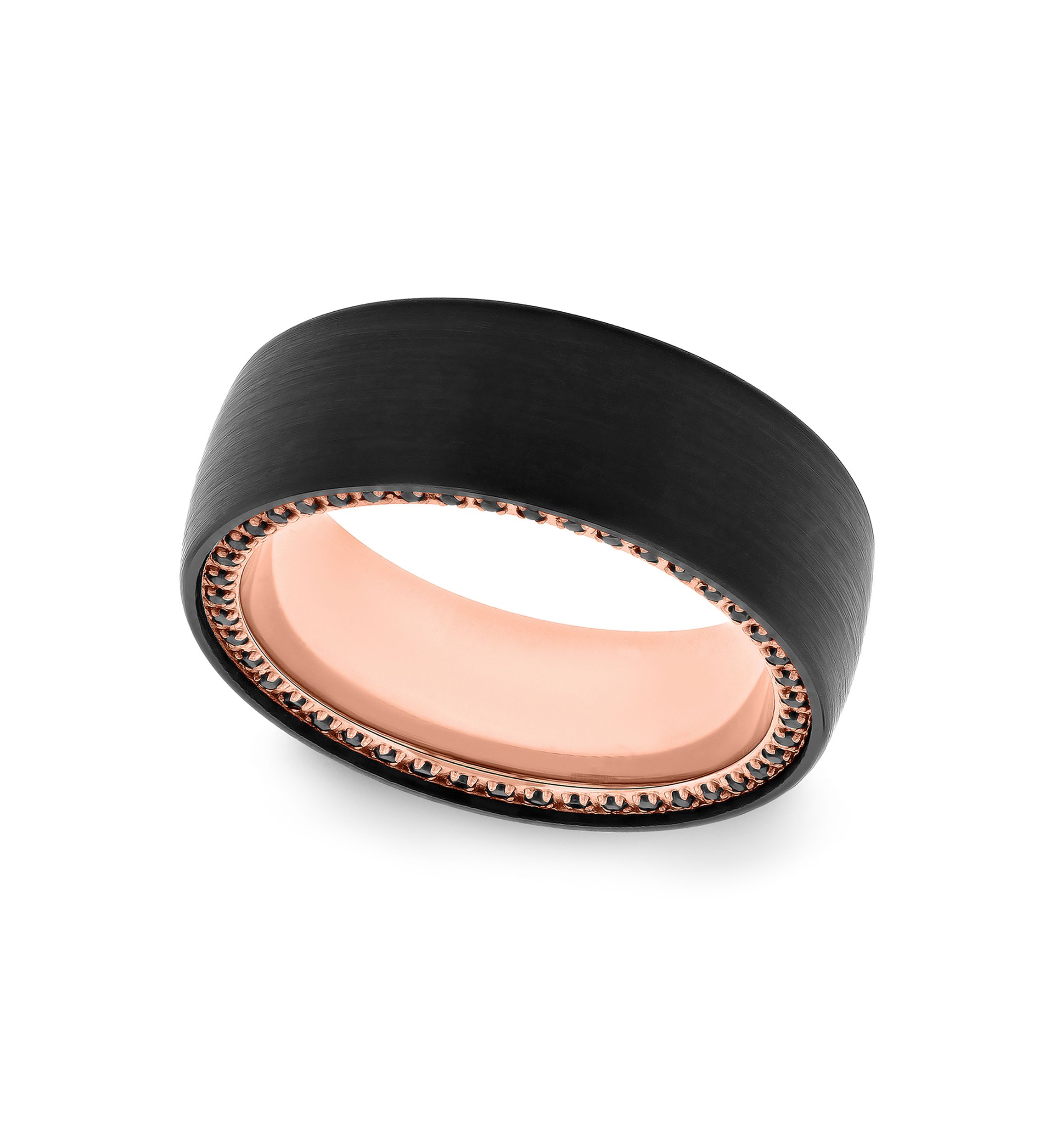 Black Sapphire Band in Black and Rose-Tone Tungsten