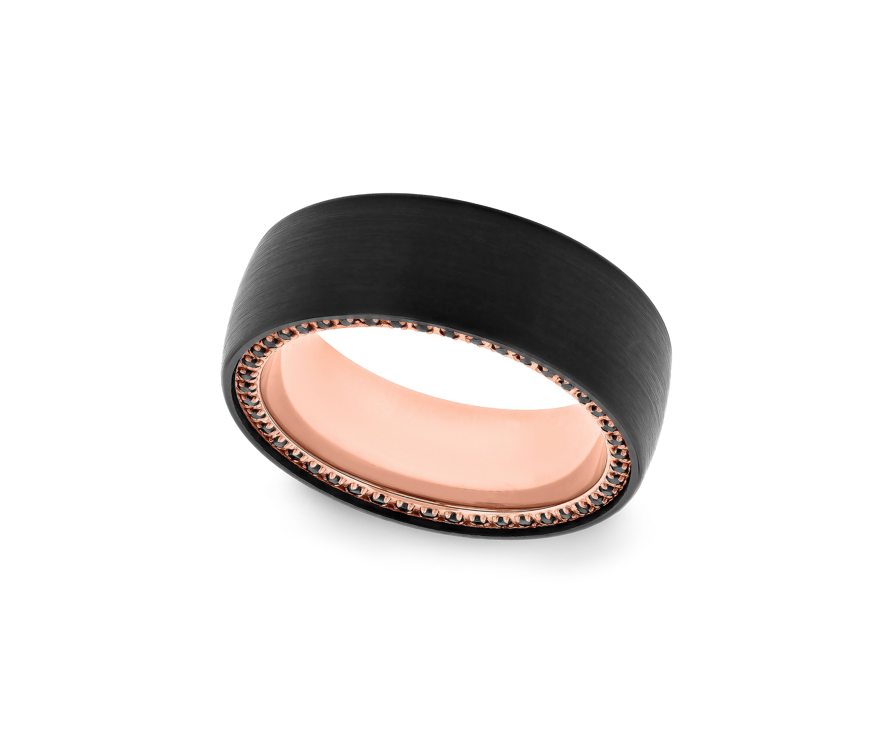 Black Sapphire Band in Black and Rose-Tone Tungsten