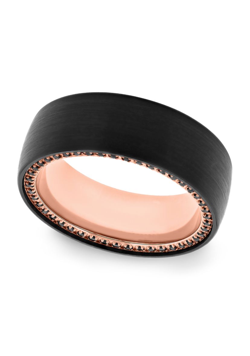 Black Sapphire Band in Black and Rose-Tone Tungsten