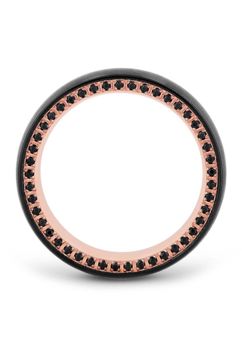 Black Sapphire Band in Black and Rose-Tone Tungsten