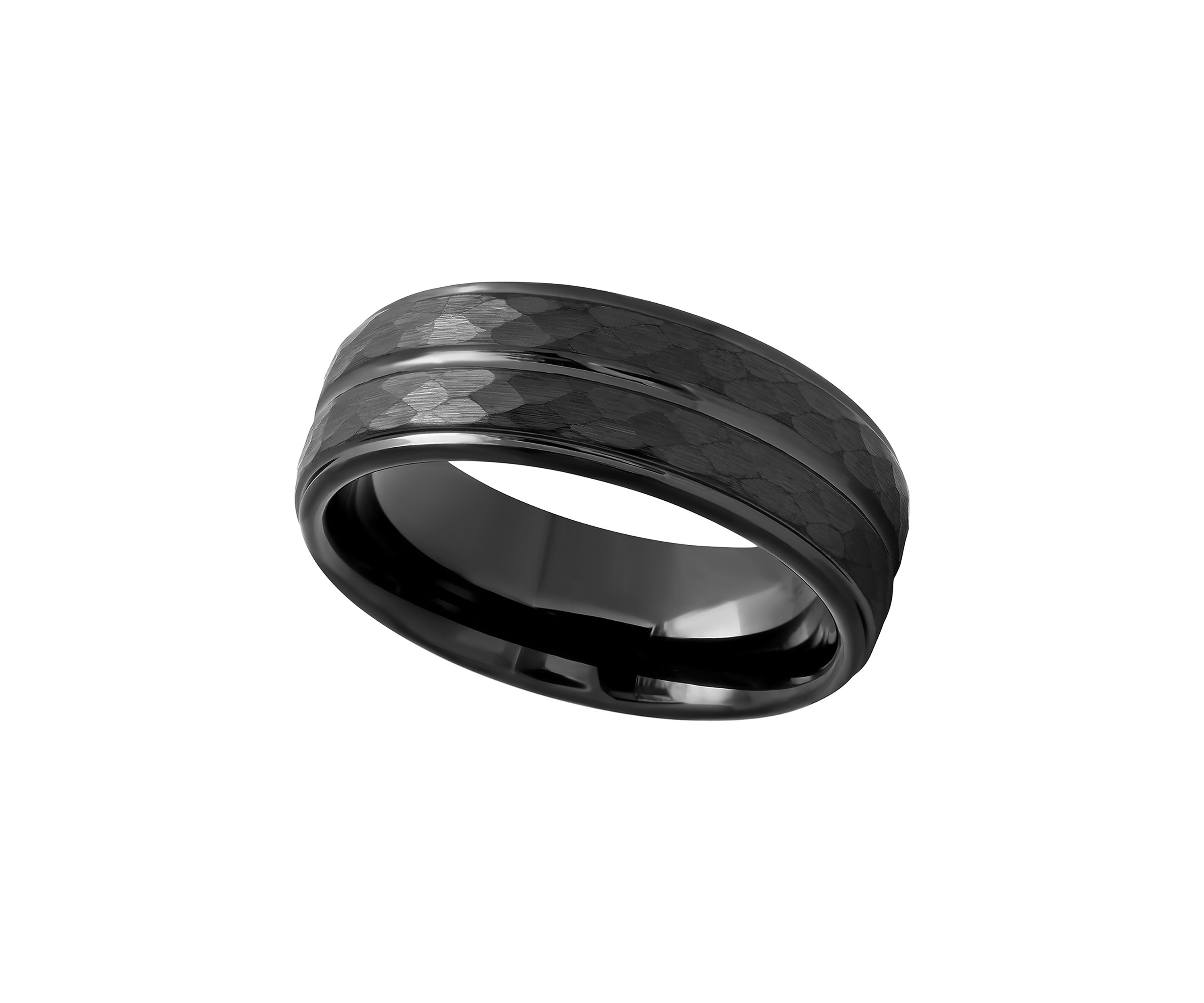 Grooved Faceted Band in Black Tantalum