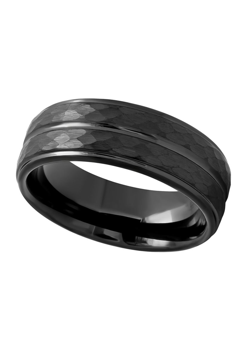 Grooved Faceted Band in Black Tantalum