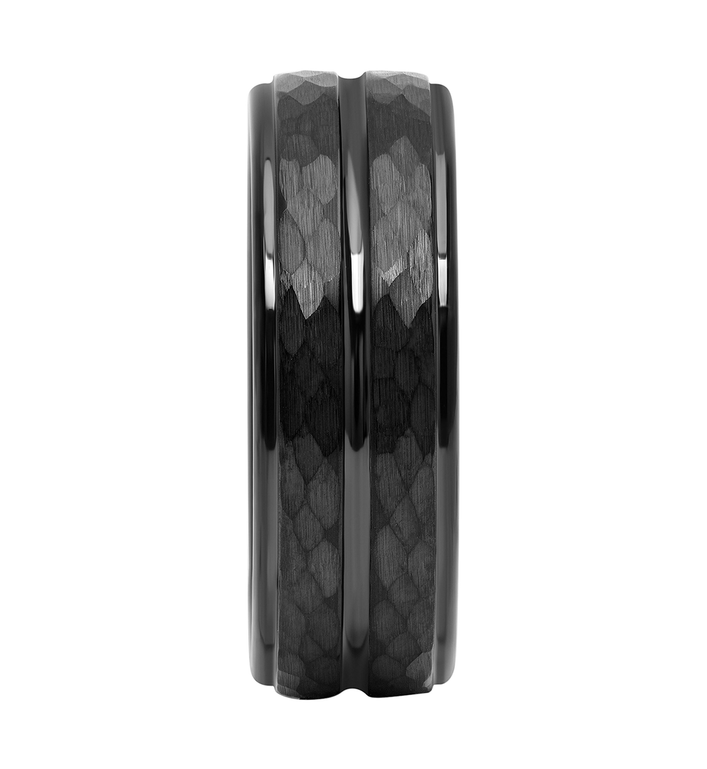 Grooved Faceted Band in Black Tantalum