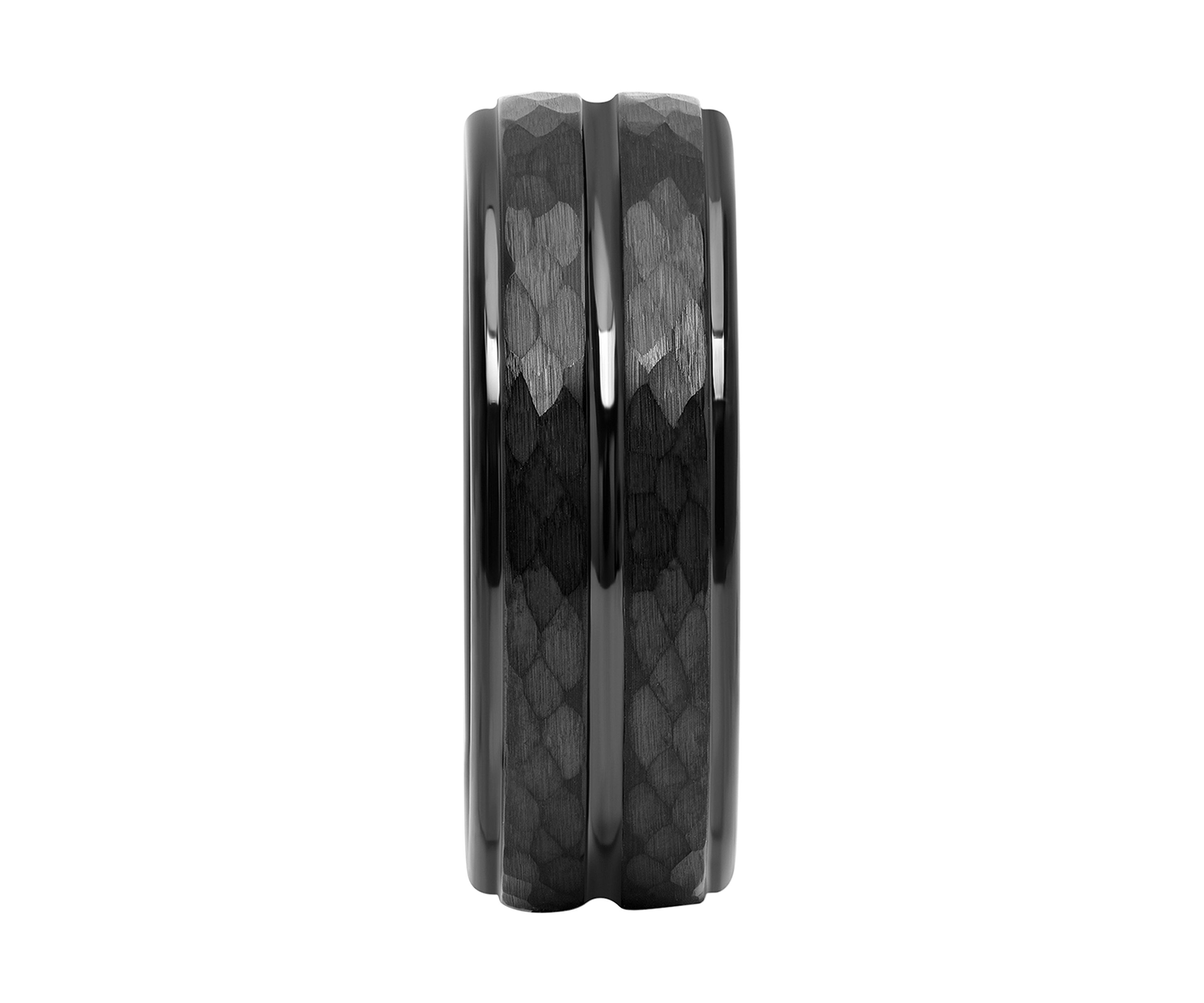 Grooved Faceted Band in Black Tantalum