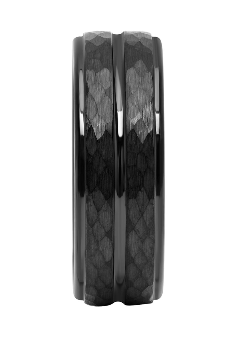 Grooved Faceted Band in Black Tantalum