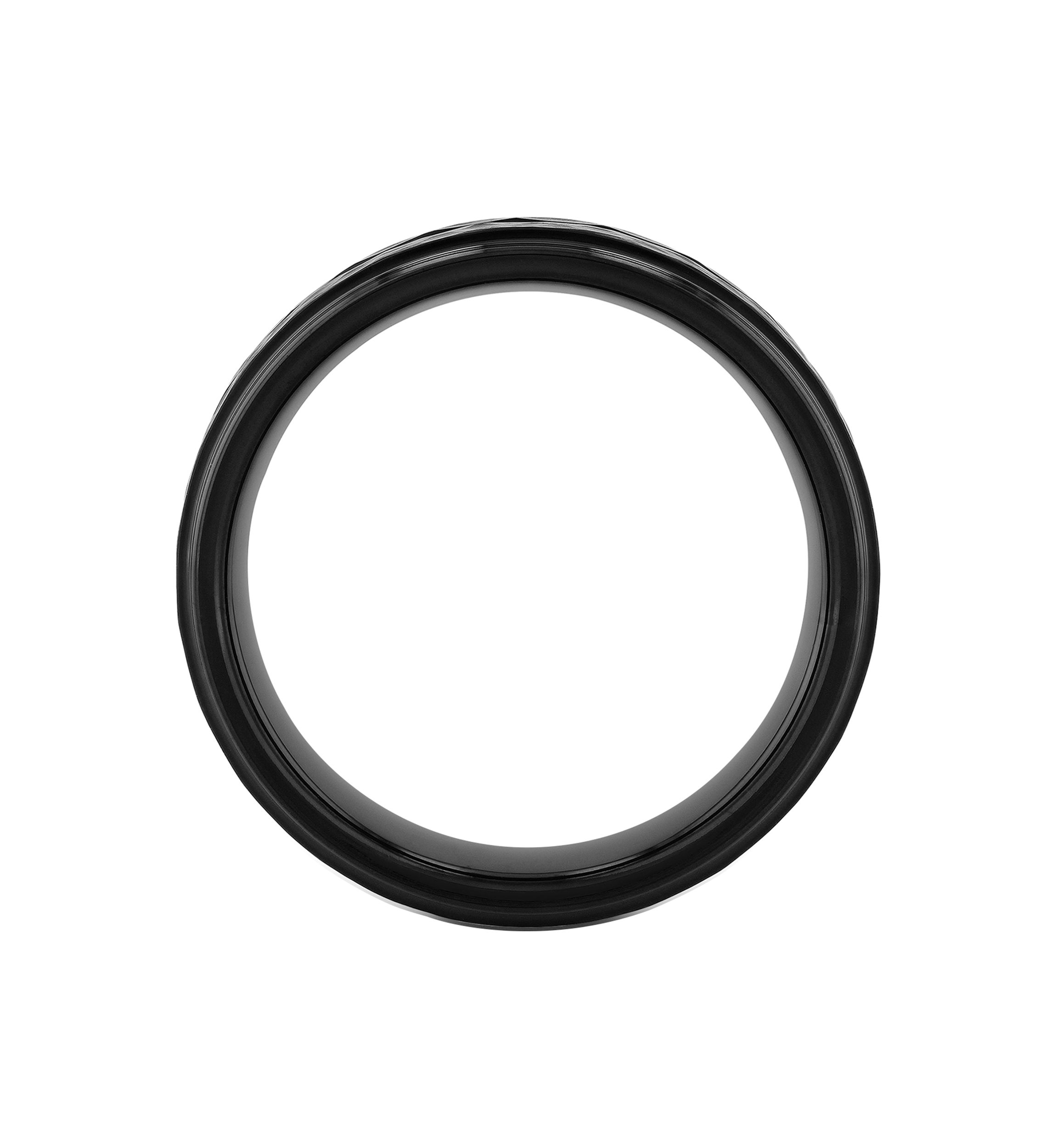 Grooved Faceted Band in Black Tantalum