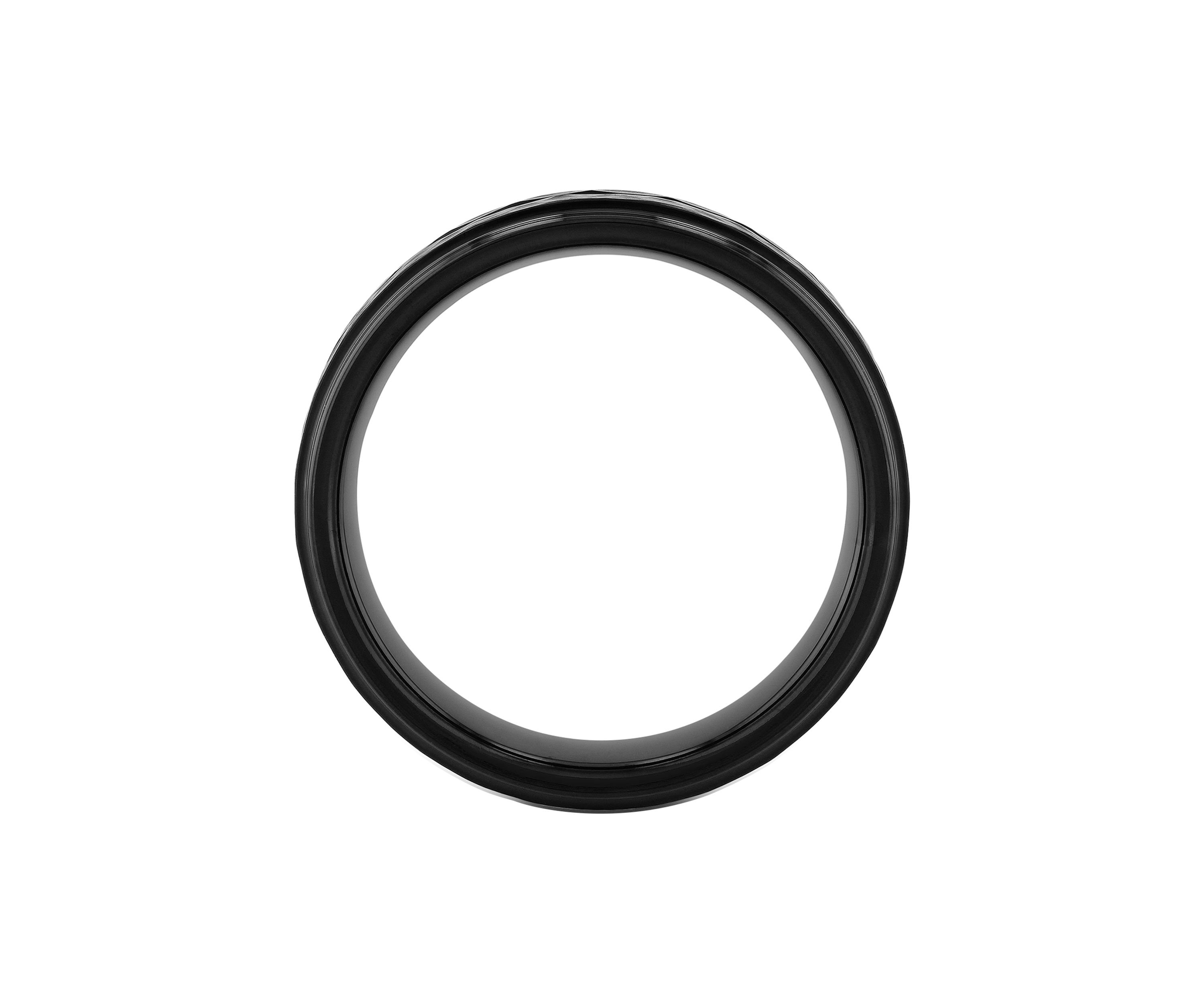 Grooved Faceted Band in Black Tantalum