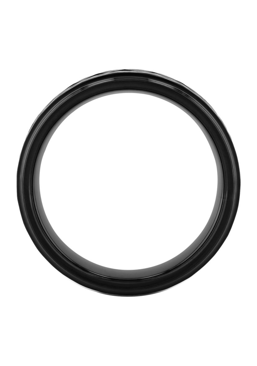 Grooved Faceted Band in Black Tantalum