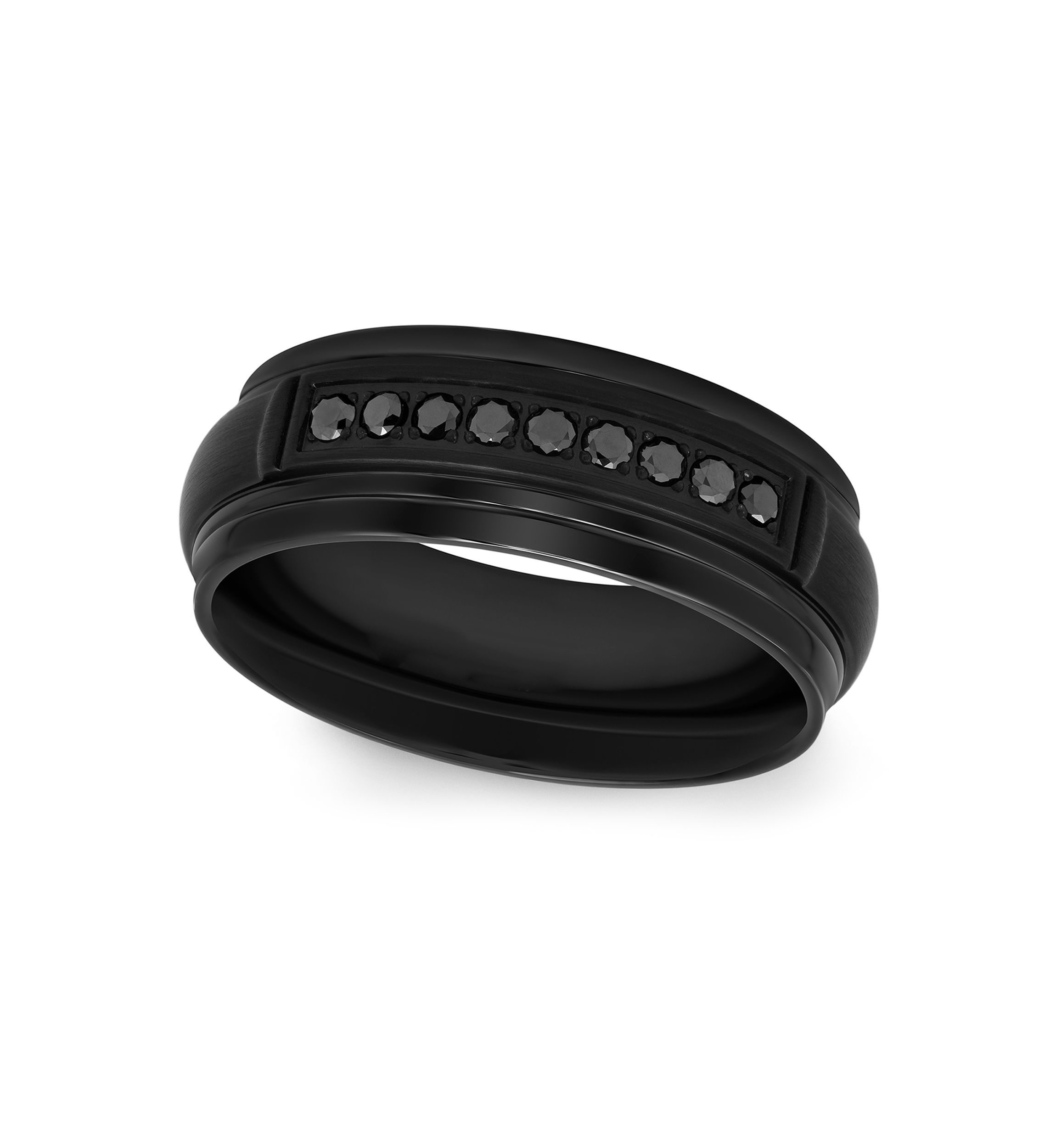 1/6 ct. t.w. Black Diamond Domed Band in Black Stainless Steel