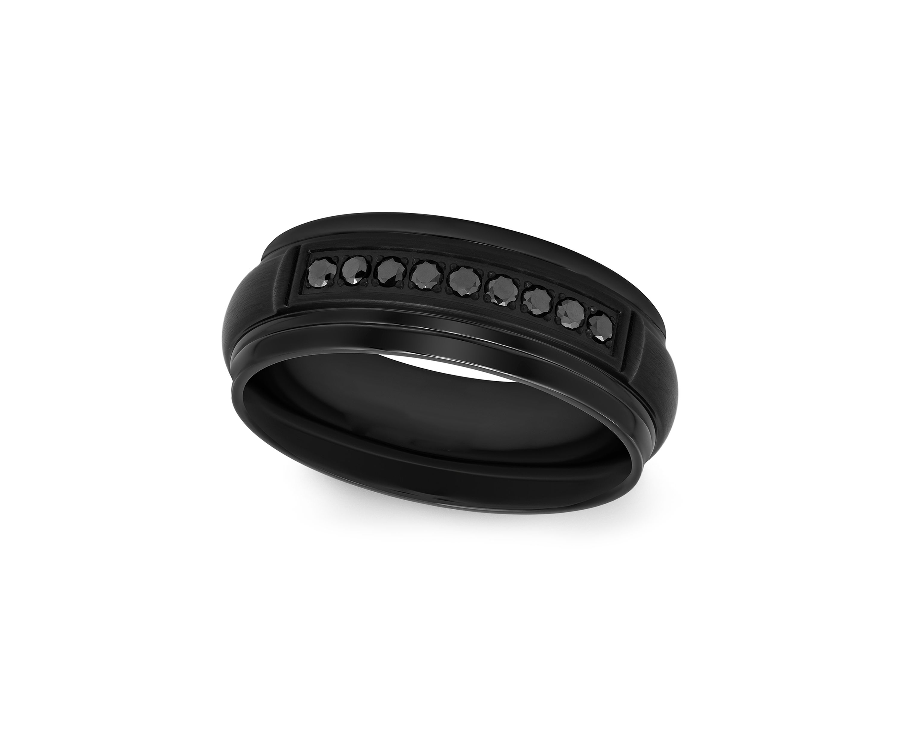 1/6 ct. t.w. Black Diamond Domed Band in Black Stainless Steel