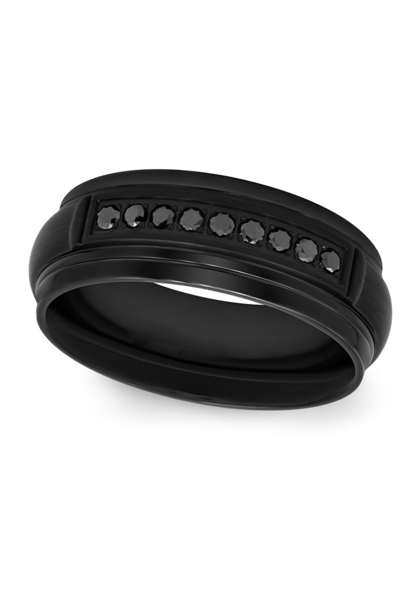 1/6 ct. t.w. Black Diamond Domed Band in Black Stainless Steel