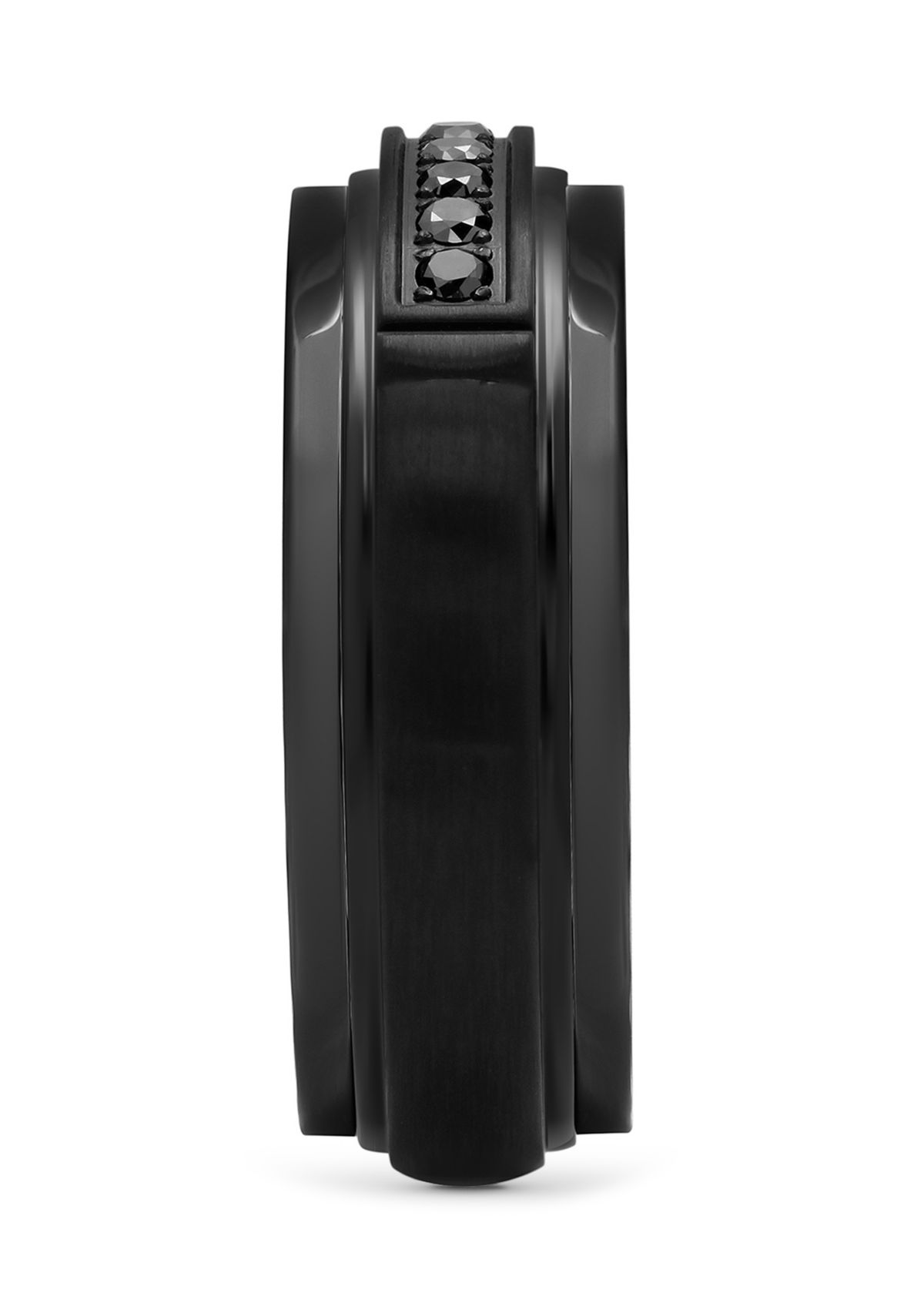 1/6 ct. t.w. Black Diamond Domed Band in Black Stainless Steel
