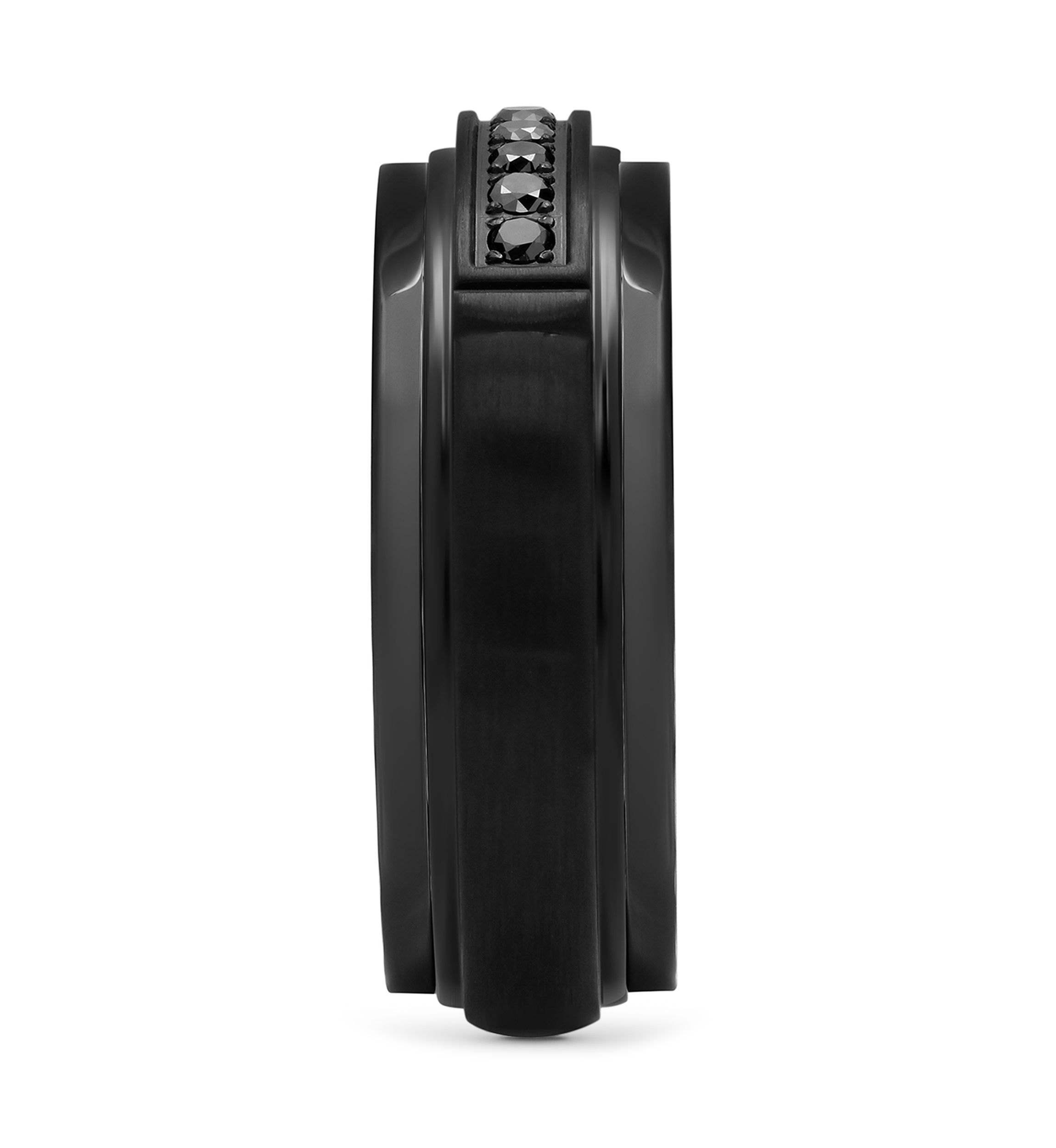 1/6 ct. t.w. Black Diamond Domed Band in Black Stainless Steel