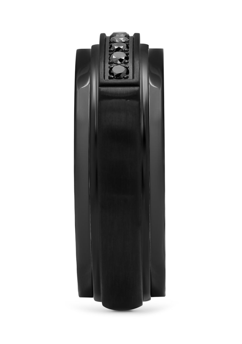 1/6 ct. t.w. Black Diamond Domed Band in Black Stainless Steel