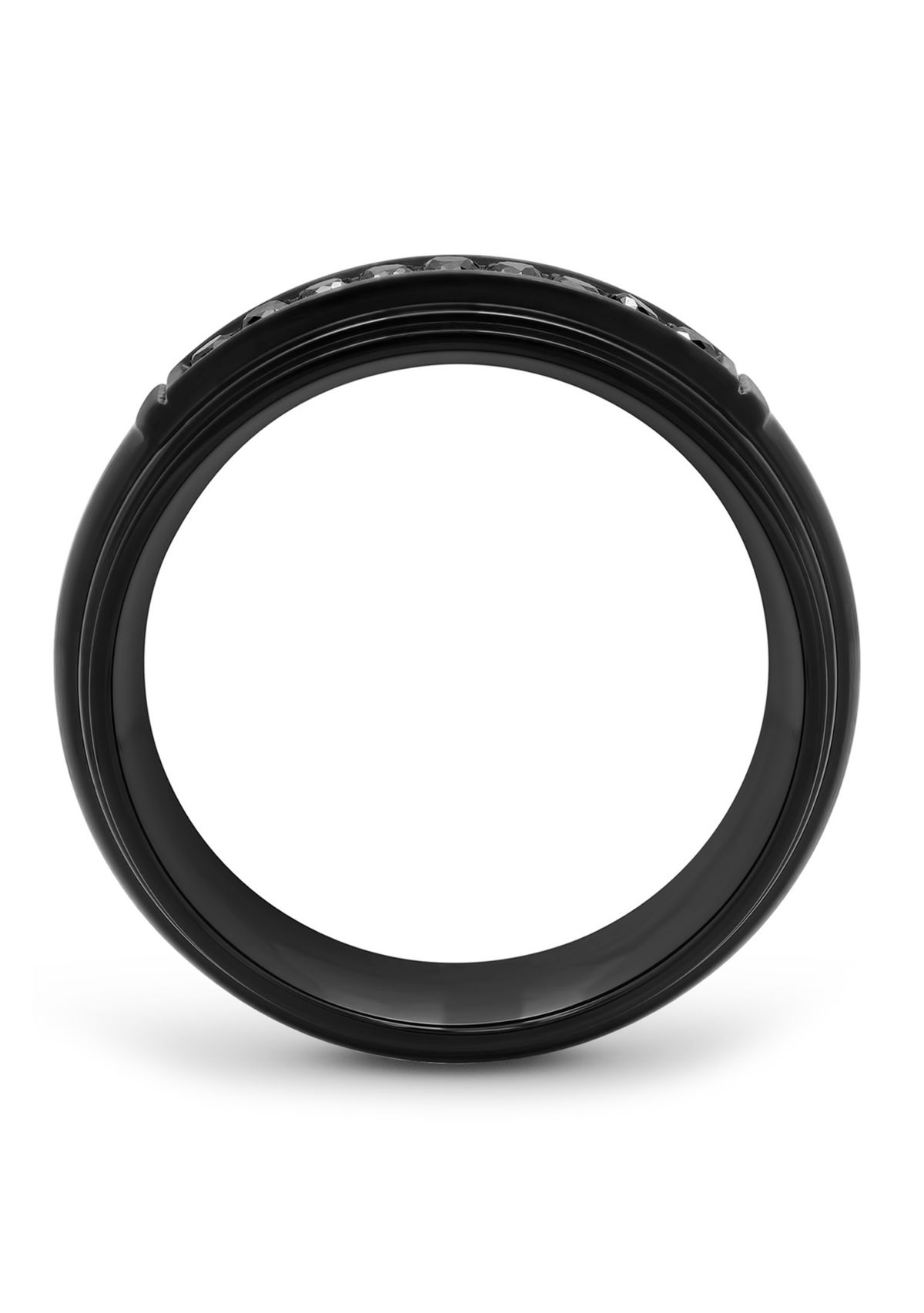 1/6 ct. t.w. Black Diamond Domed Band in Black Stainless Steel