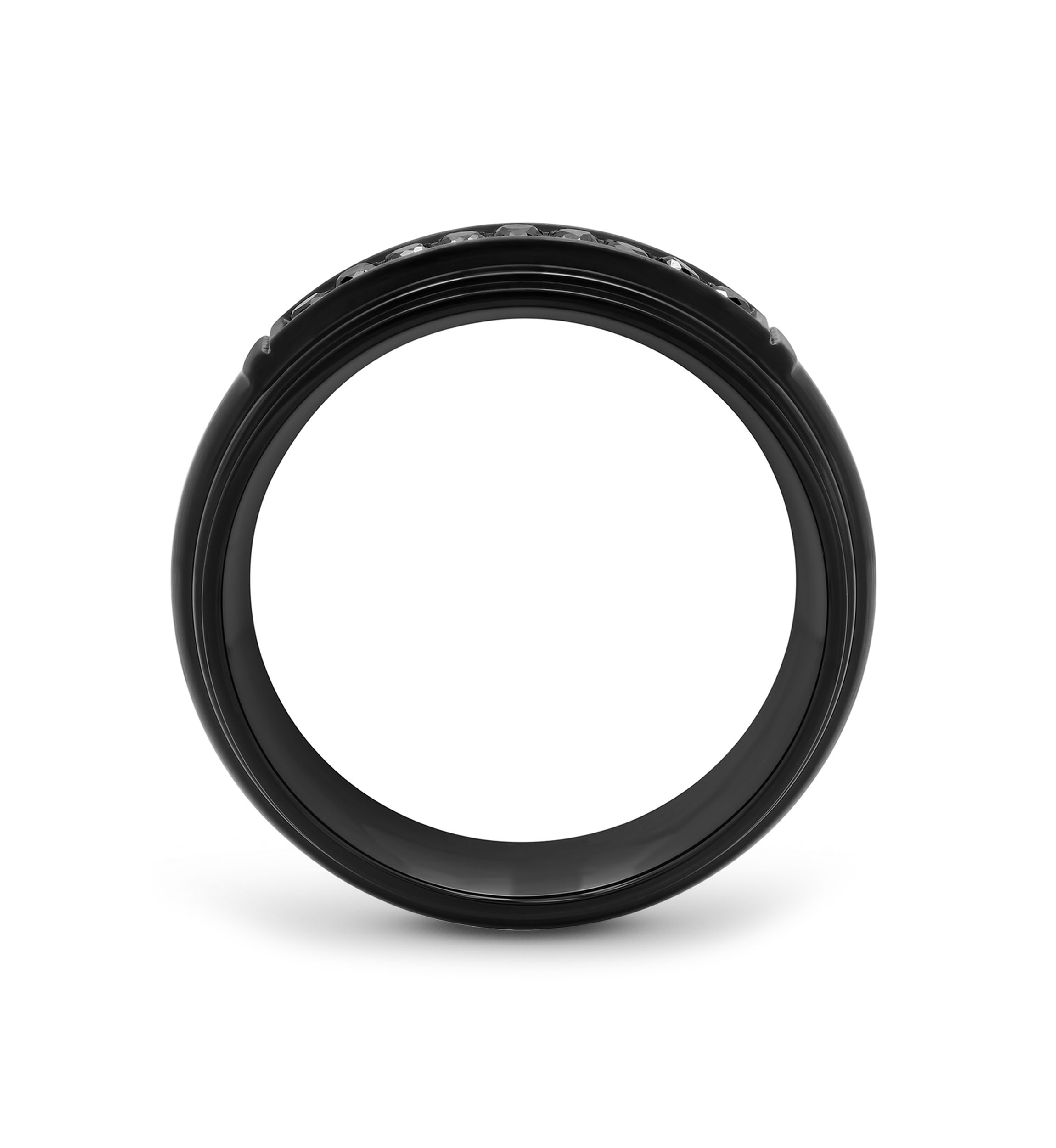 1/6 ct. t.w. Black Diamond Domed Band in Black Stainless Steel