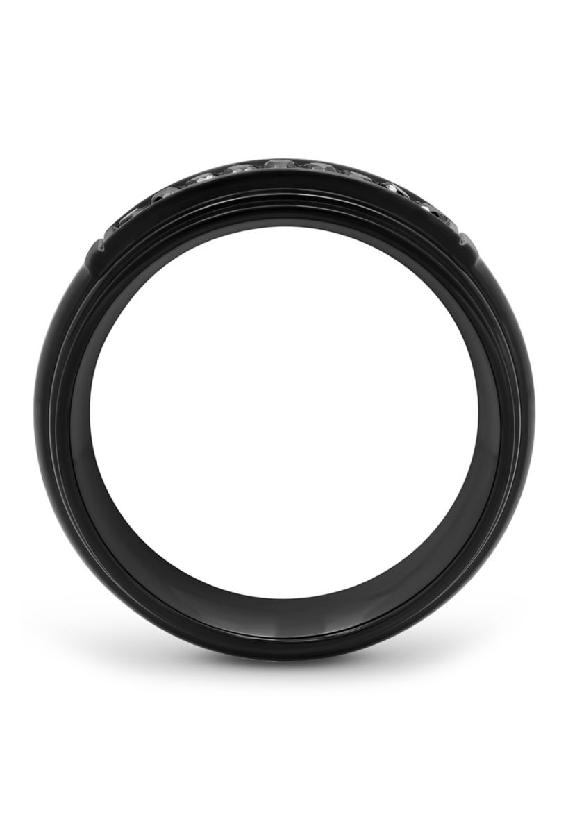 1/6 ct. t.w. Black Diamond Domed Band in Black Stainless Steel