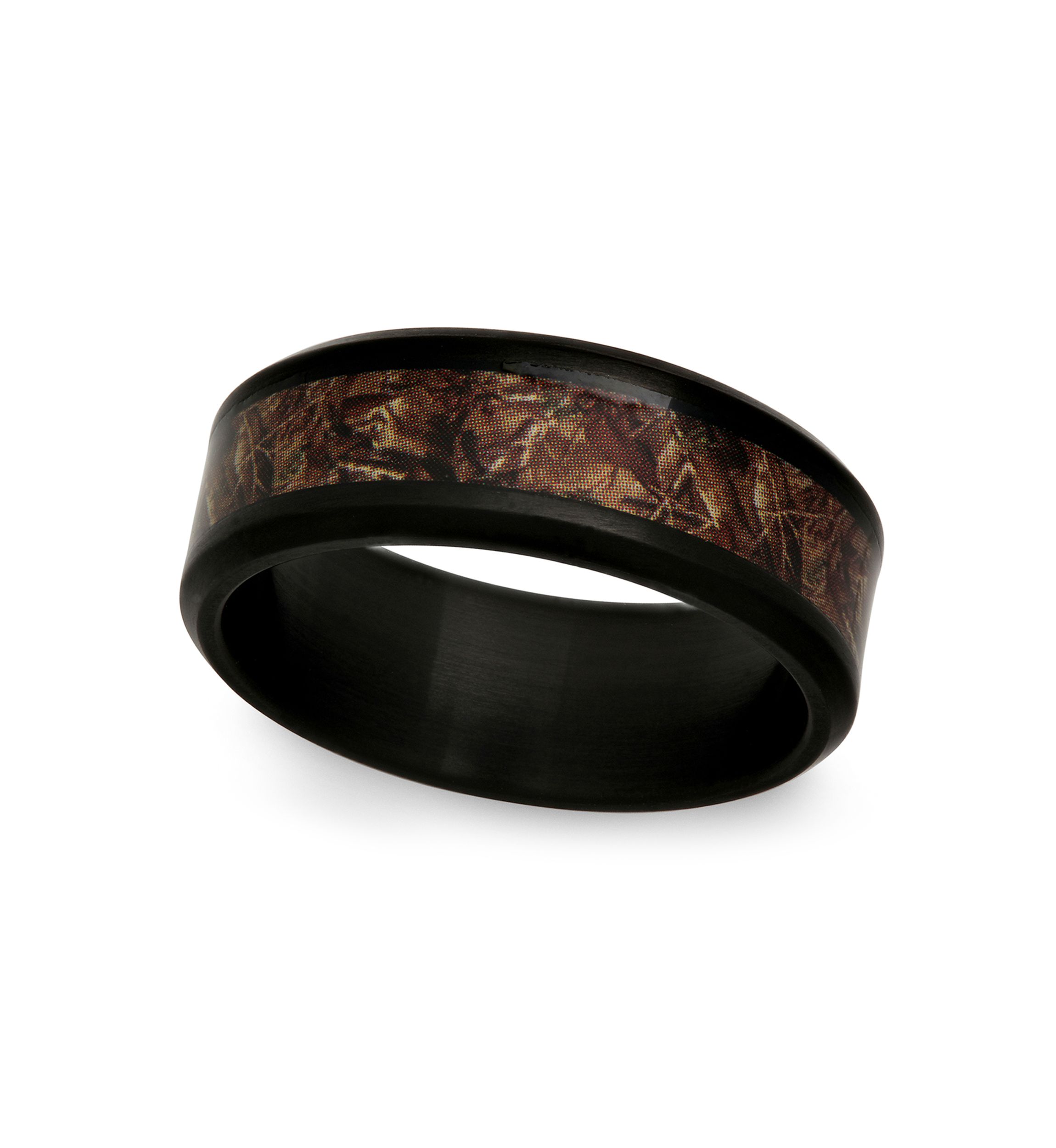 Brown Camo Inlay Band in Black Stainless Steel
