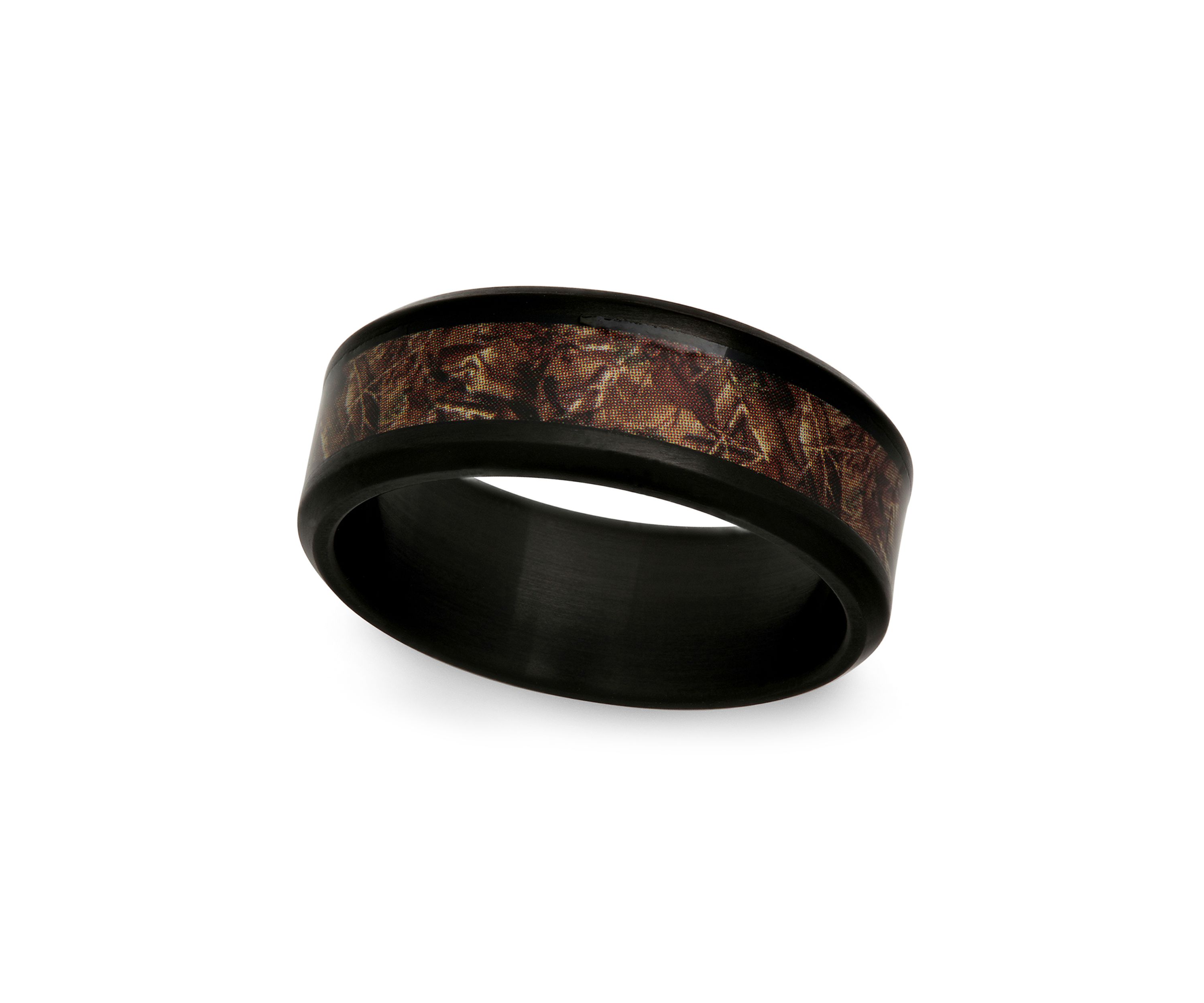 Brown Camo Inlay Band in Black Stainless Steel