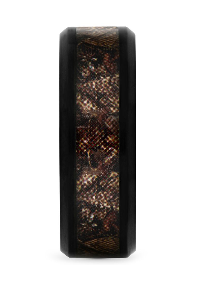 Brown Camo Inlay Band in Black Stainless Steel