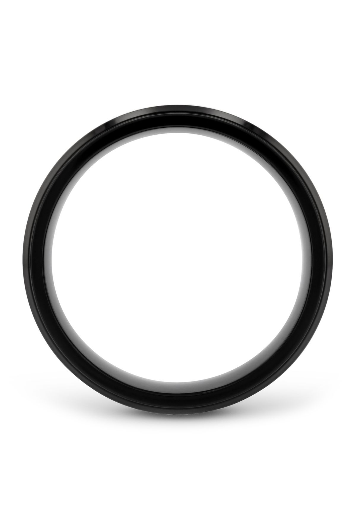 Woodgrain Inlay Beveled Band in Black Stainless Steel