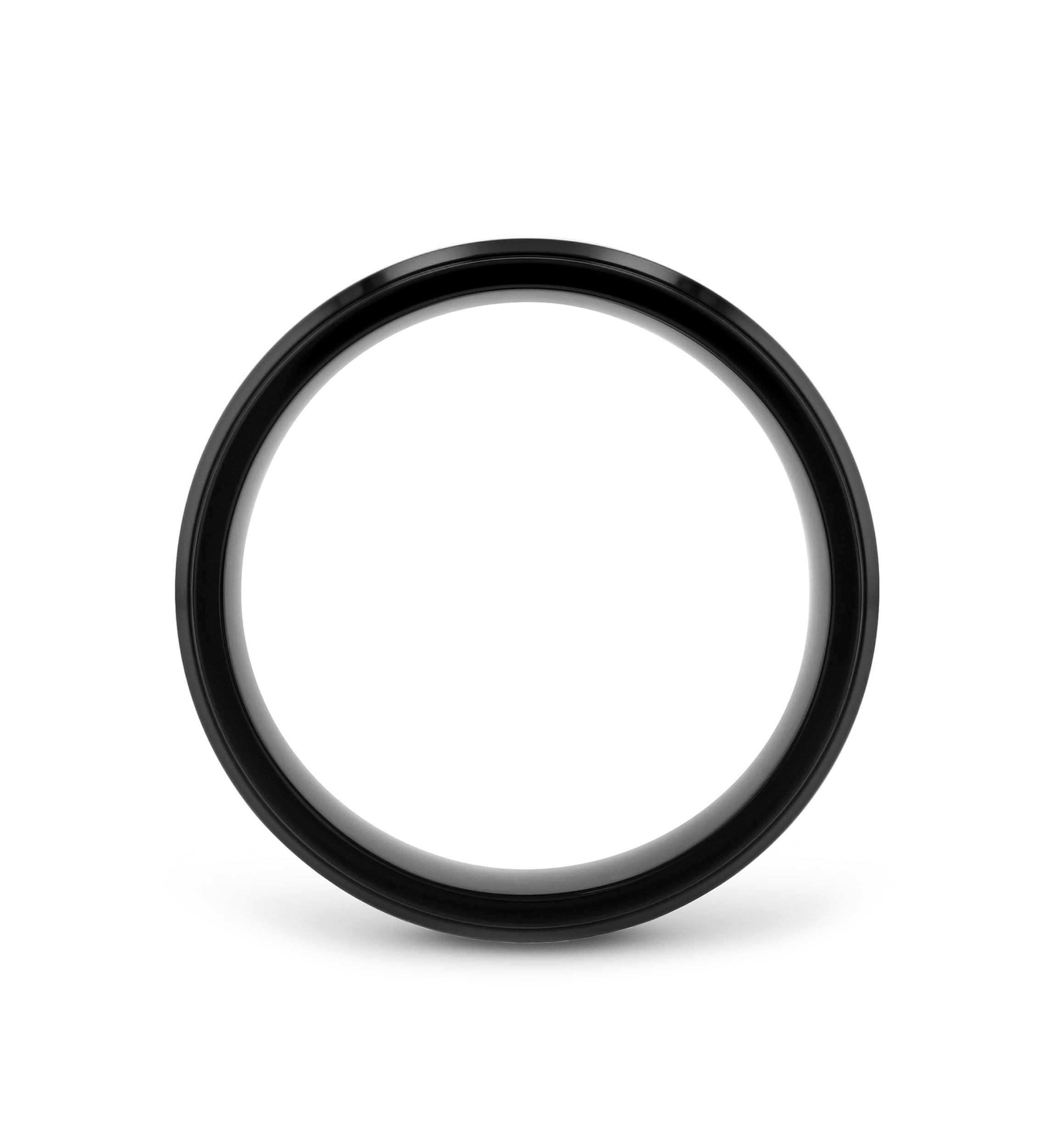 Woodgrain Inlay Beveled Band in Black Stainless Steel